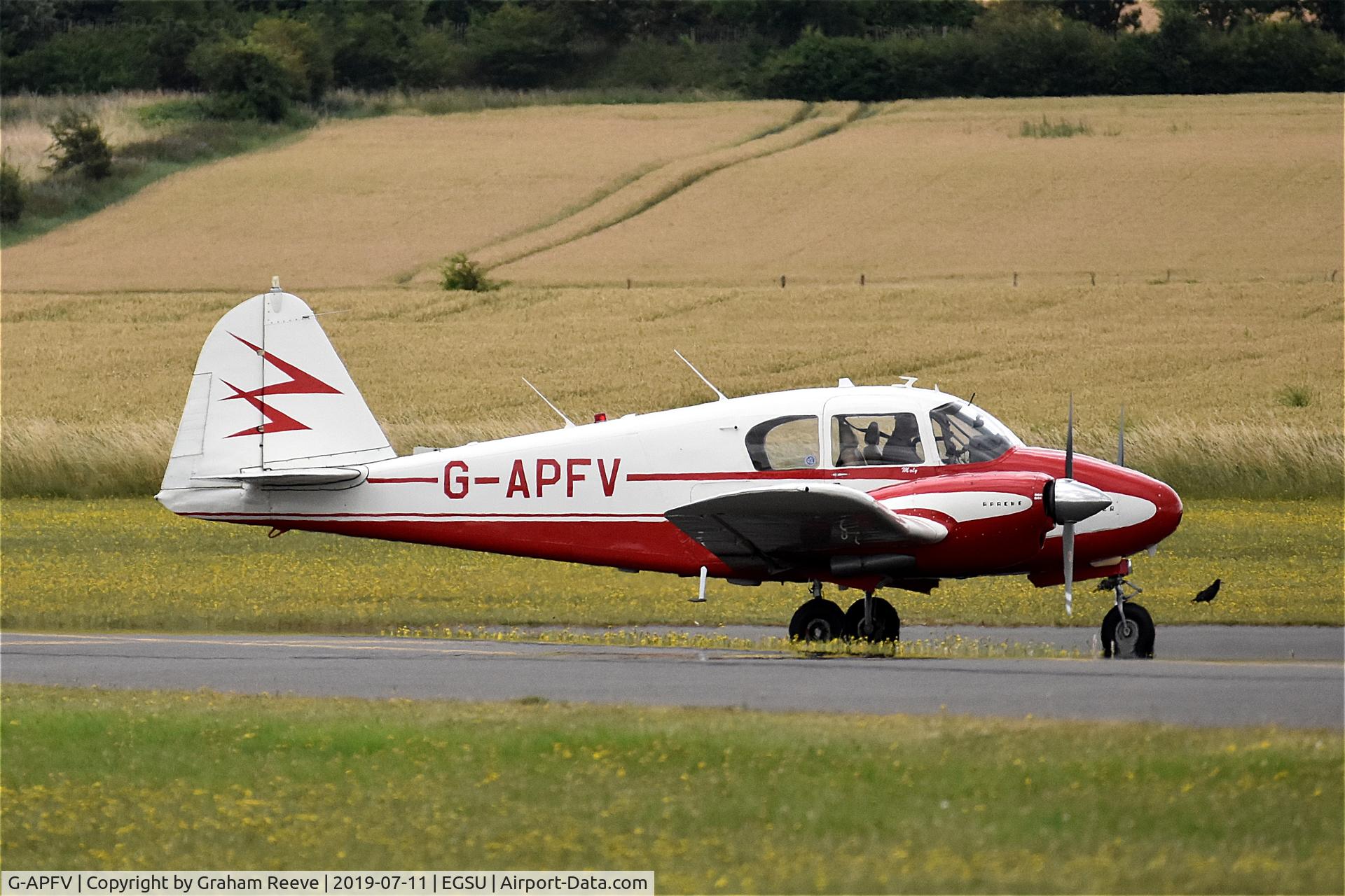 G-APFV, 1959 Piper PA-23-160 Apache C/N 23-1686, Departing from Duxford.