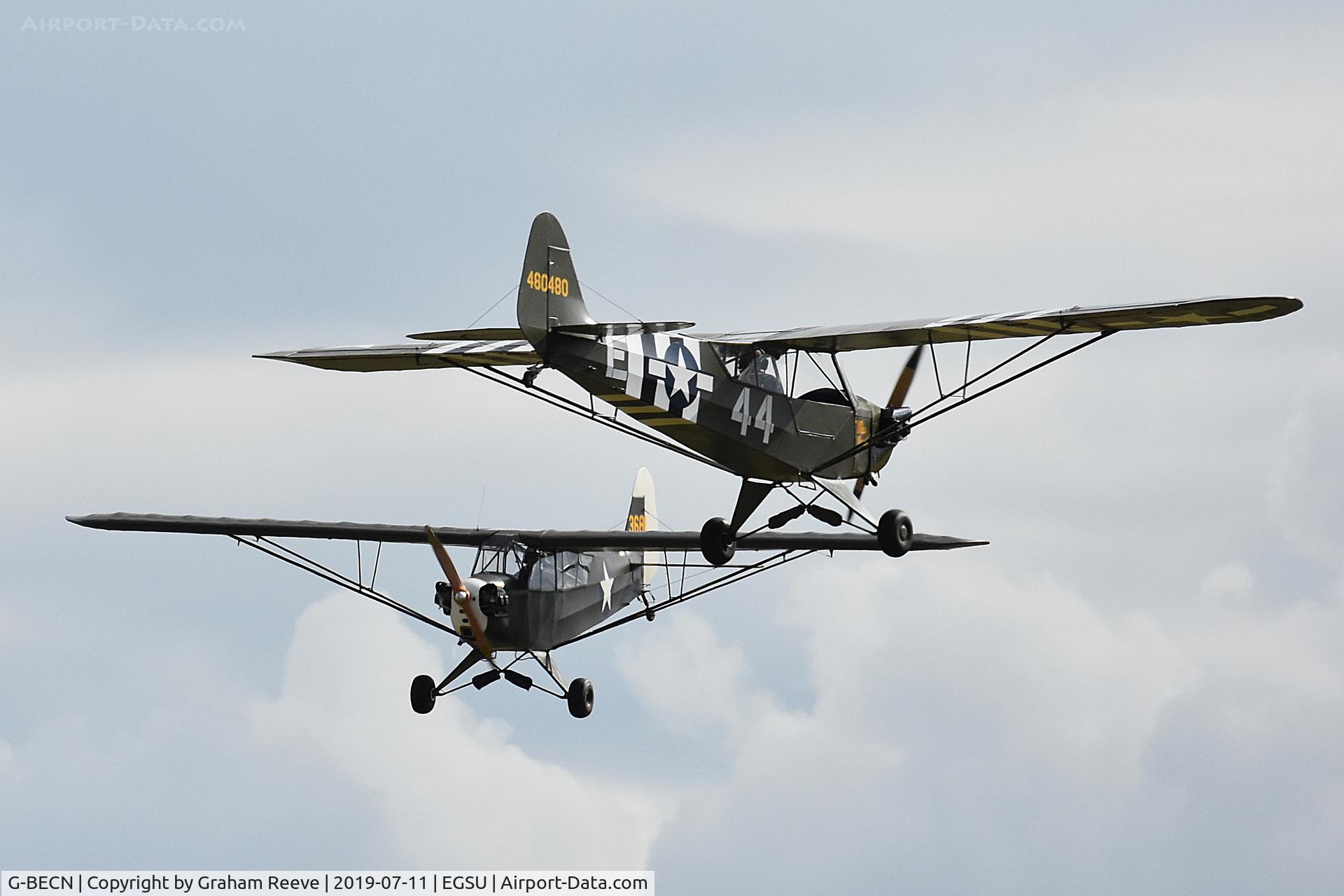 G-BECN, 1944 Piper L-4J Grasshopper (J3C-65D) C/N 12776, Display with G-AXGP.