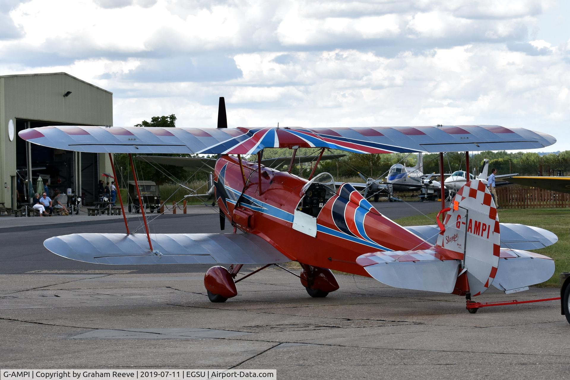G-AMPI, 1946 Stampe-Vertongen SV-4C C/N 213, Under tow at Duxford.