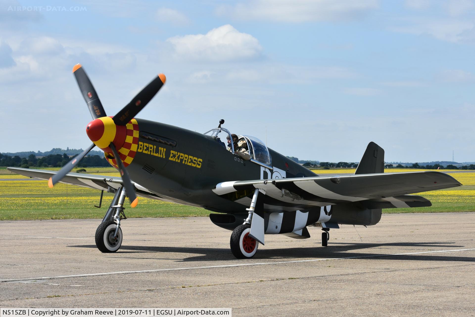 N515ZB, 1944 North American P-51B Mustang C/N 104-25866, Departing from Duxford.