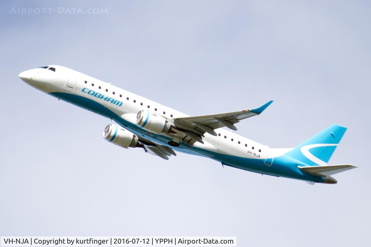 VH-NJA, 2011 Embraer 190LR (ERJ-190-100LR) C/N 19000404, EmbraerERJ-190-100LR. Cobham Aviation VH-NJA departed runway o3 YPPH. 12/07/2016.