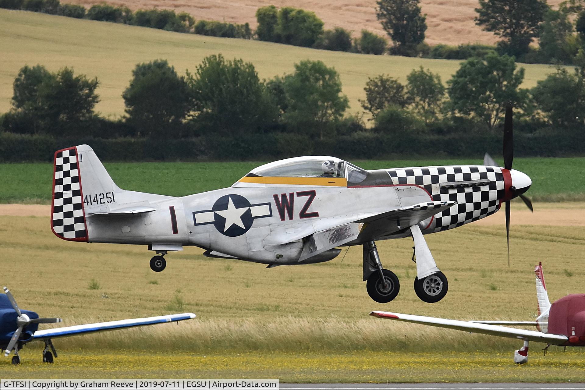 G-TFSI, 1944 North American TF-51D Mustang C/N 124-44703, Landing at Duxford.