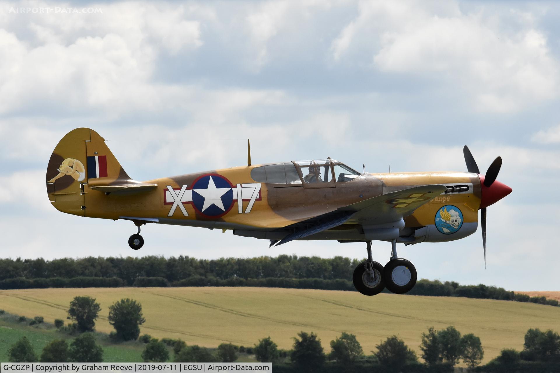 G-CGZP, 1942 Curtiss P-40F Warhawk C/N 19503, Landing at Duxford.