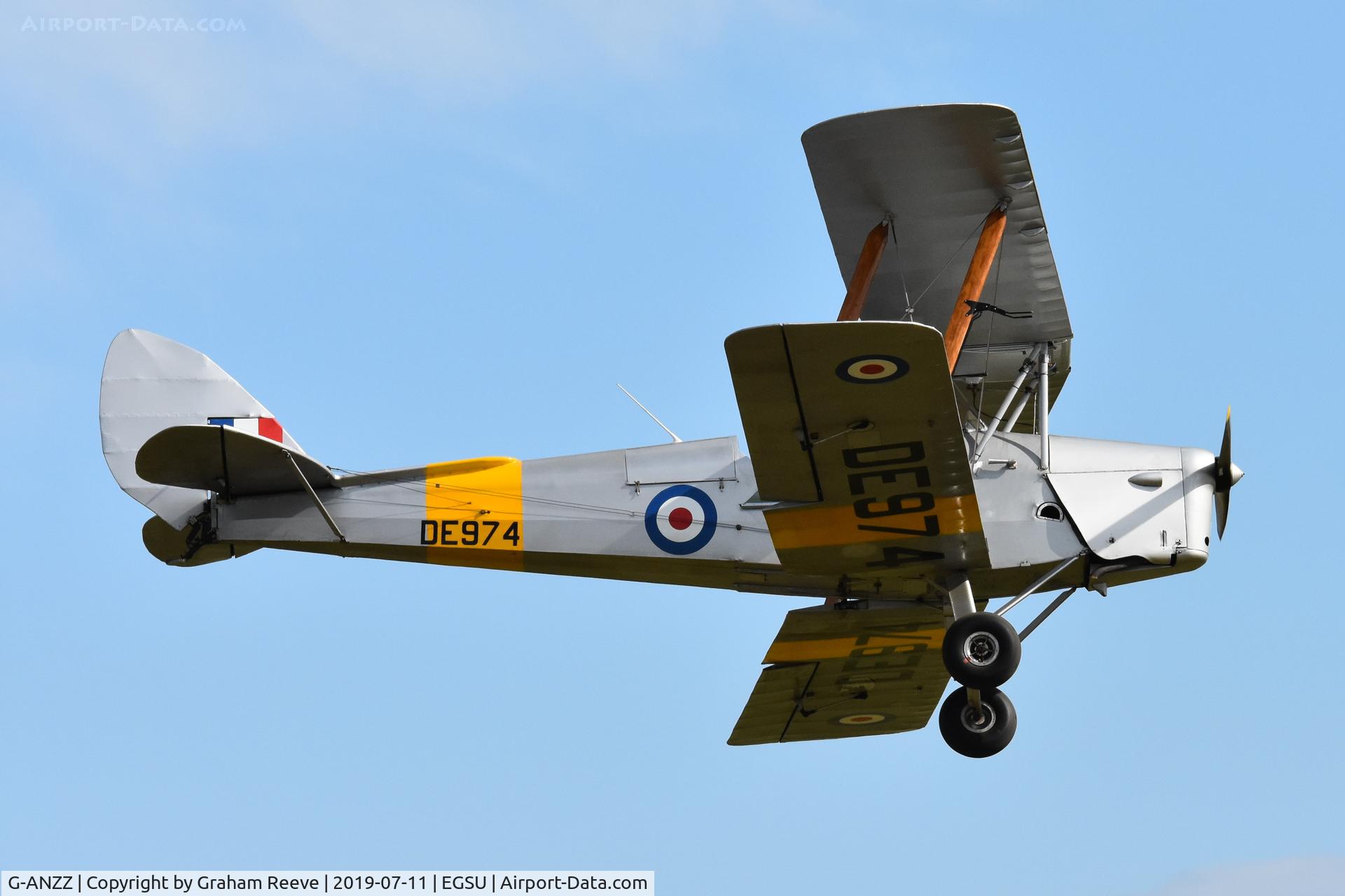 G-ANZZ, 1944 De Havilland DH-82A Tiger Moth II C/N 85834, Landing at Duxford.