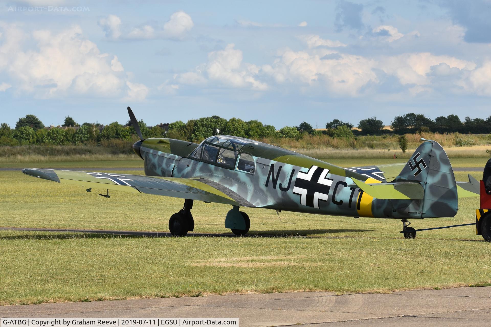 G-ATBG, 1945 Nord 1002 Pingouin II C/N 121, Under tow at Duxford.