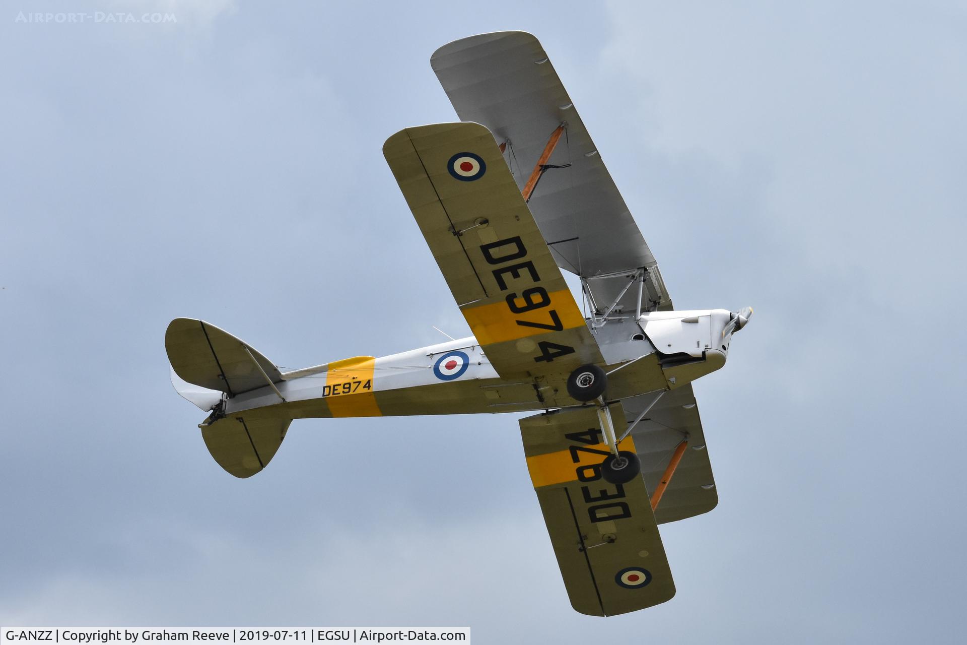 G-ANZZ, 1944 De Havilland DH-82A Tiger Moth II C/N 85834, Landing at Duxford.
