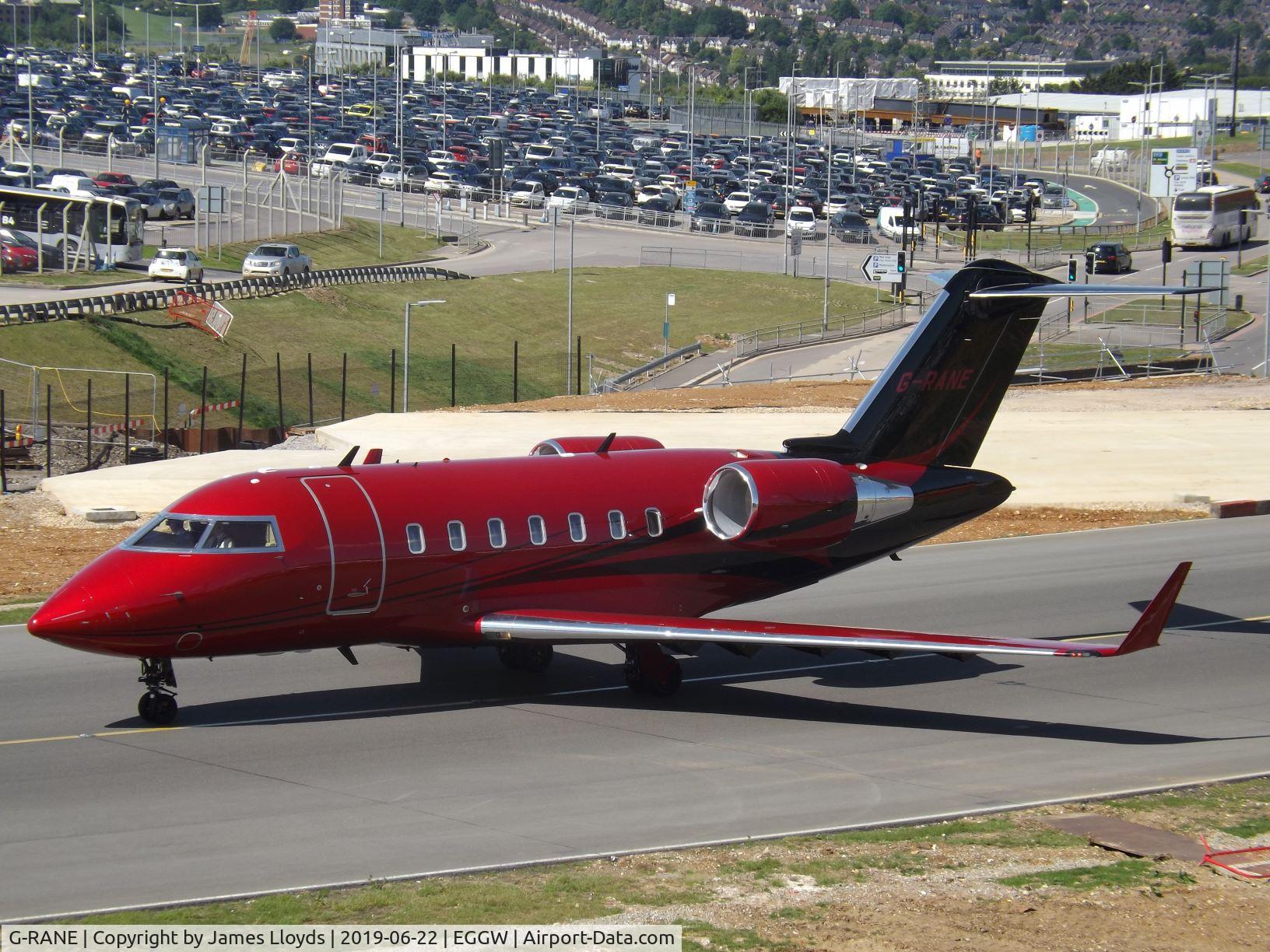 G-RANE, 2012 Bombardier Challenger 605 (CL-600-2B16) C/N 5904, Taxing out from her Luton base now with SaxonAir but she was with Lewis Hamilton as G-LCDH and OE-IXI.
