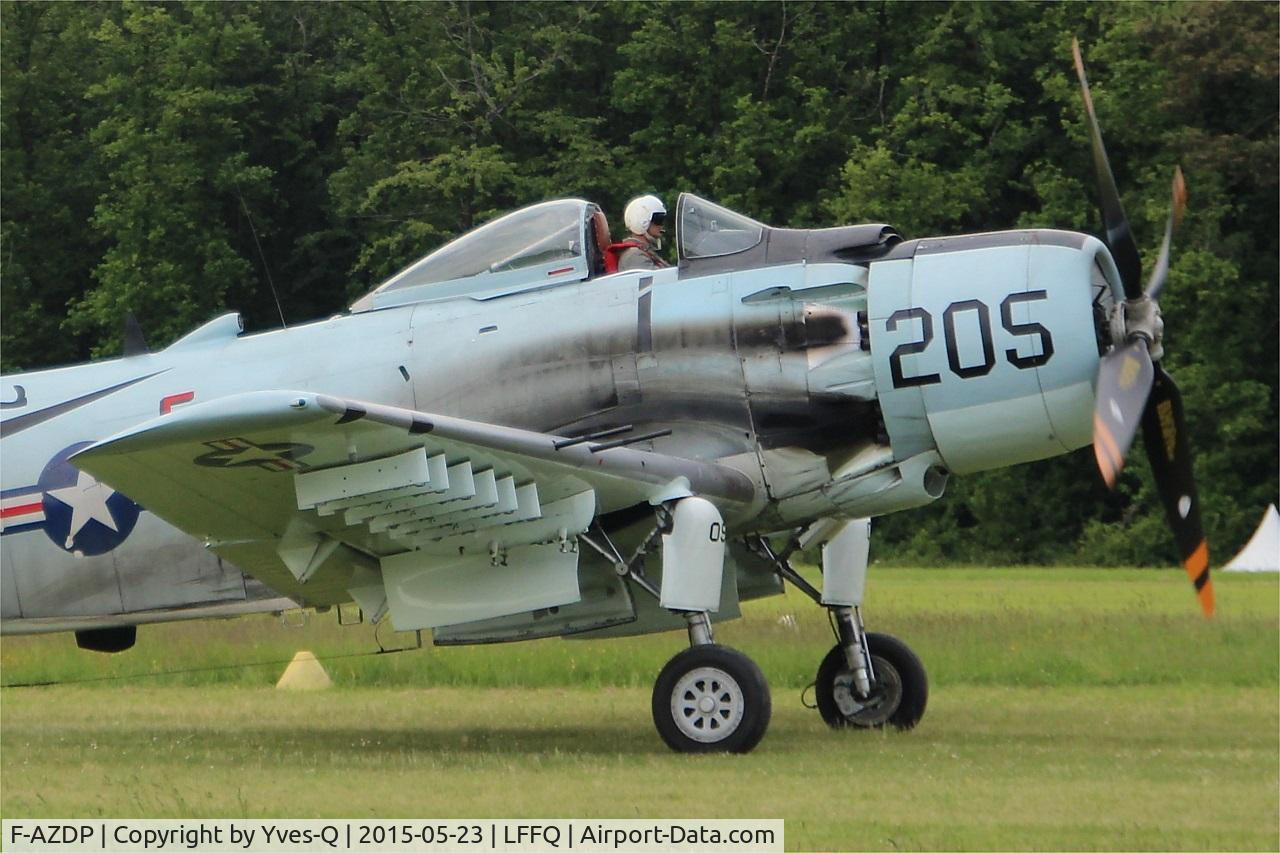 F-AZDP, Douglas AD-4N Skyraider C/N 7449, Douglas AD-4NA Skyraider, Taxiing to parking area, La Ferté-Alais airfield (LFFQ) Airshow 2015