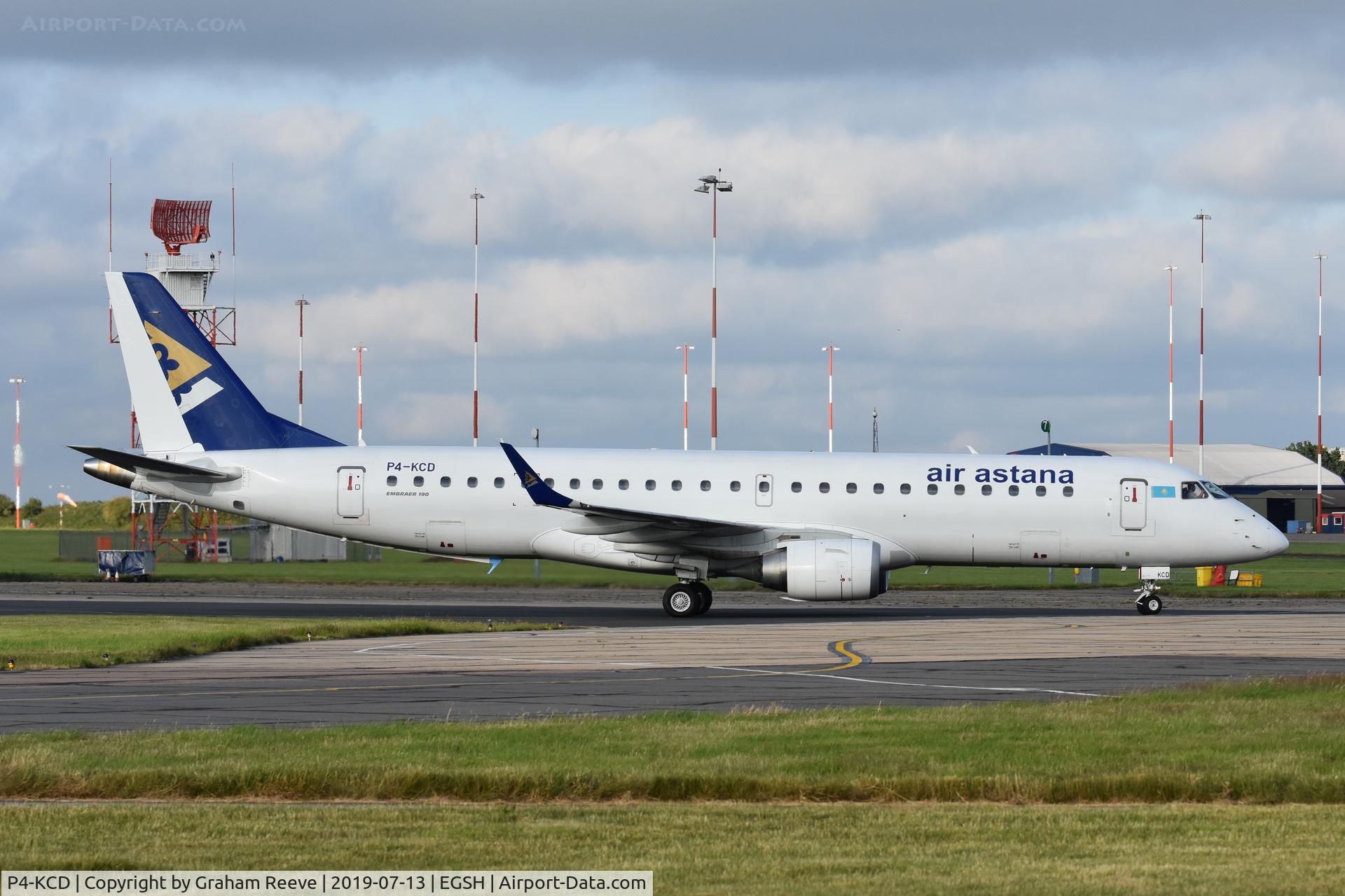 P4-KCD, 2011 Embraer 190LR (ERJ-190-100LR) C/N 19000431, Just landed at Norwich.