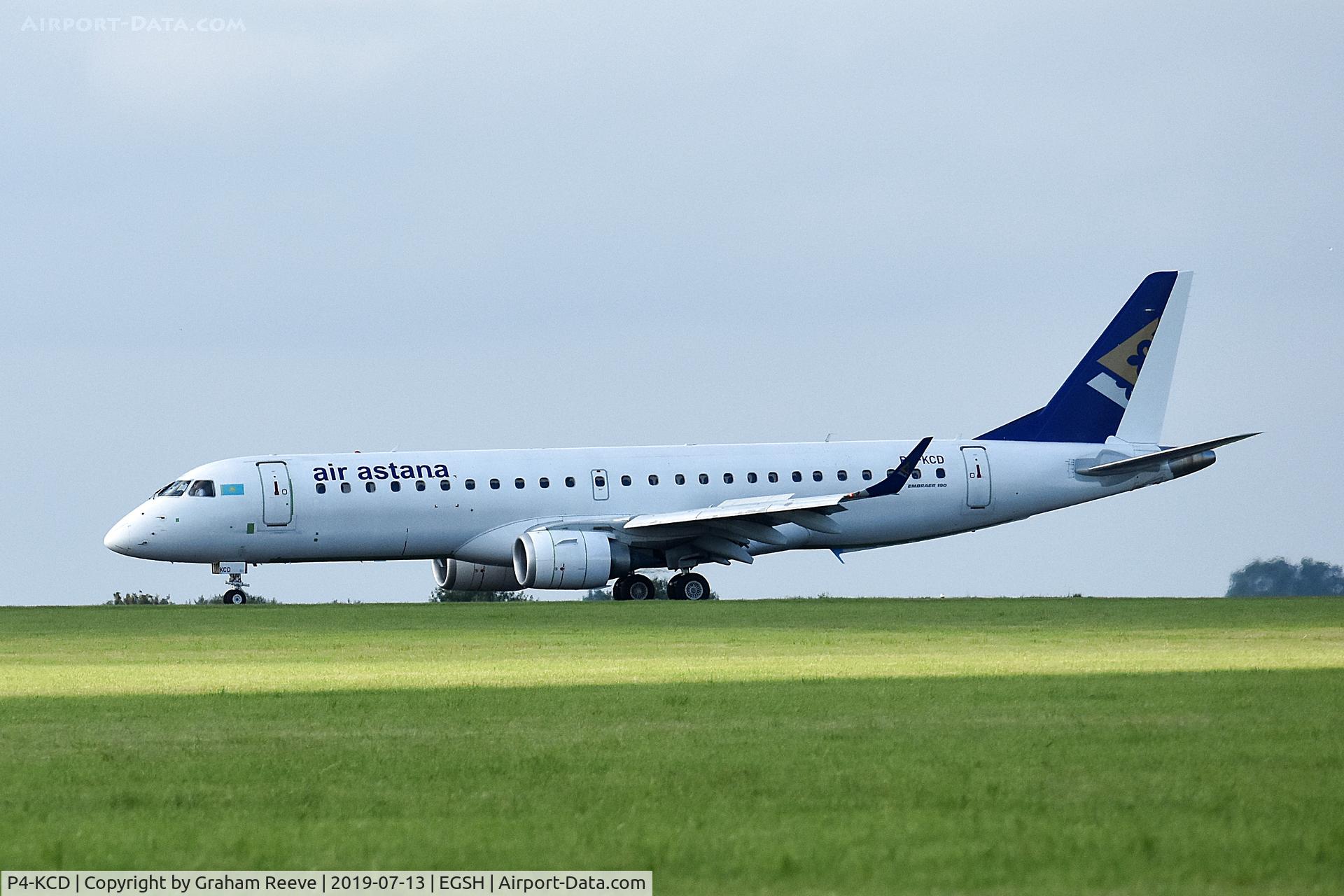 P4-KCD, 2011 Embraer 190LR (ERJ-190-100LR) C/N 19000431, Just landed at Norwich.