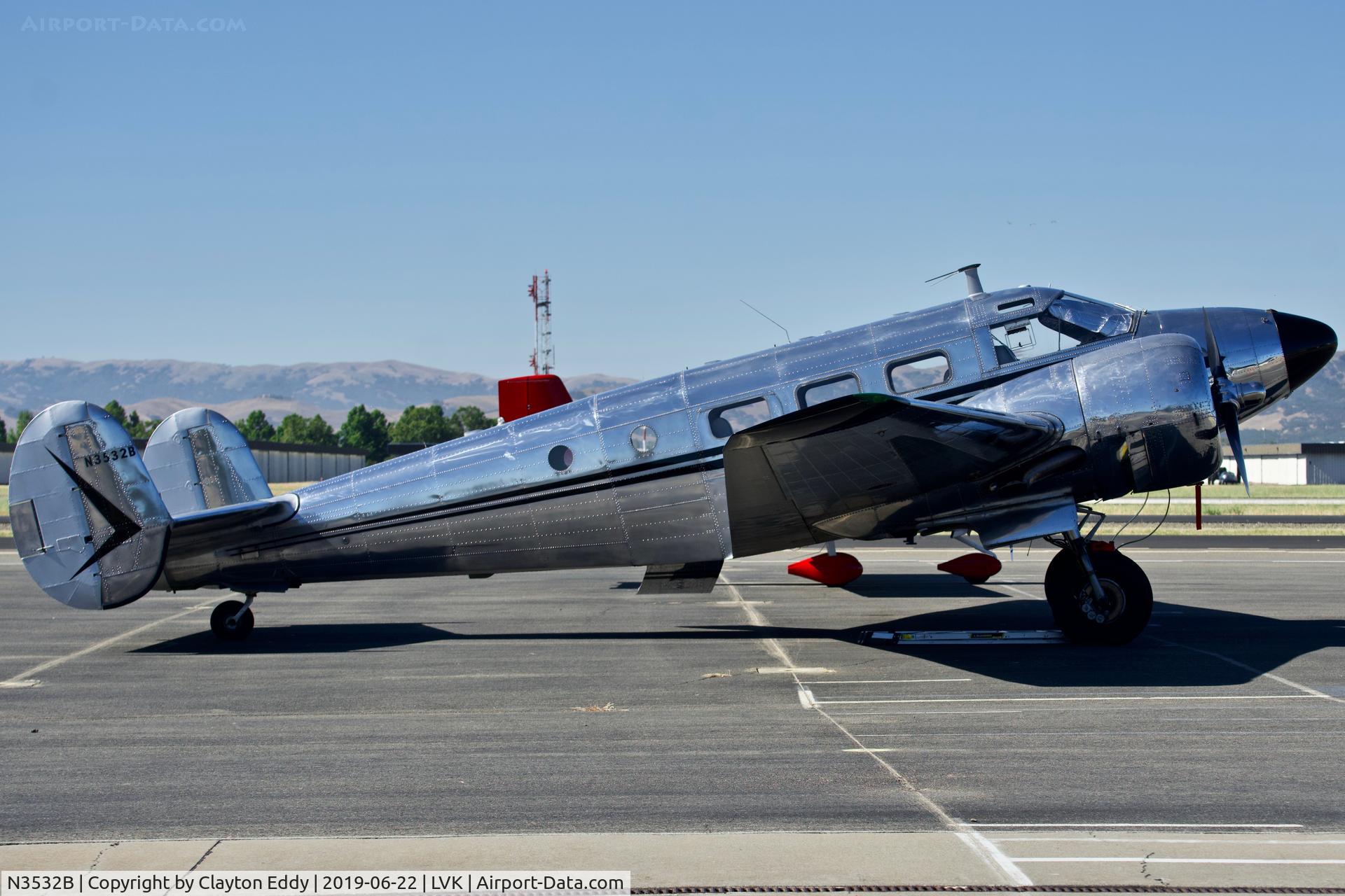 N3532B, 1954 Beech D18S C/N A-999, Livermore Airport California 2019.