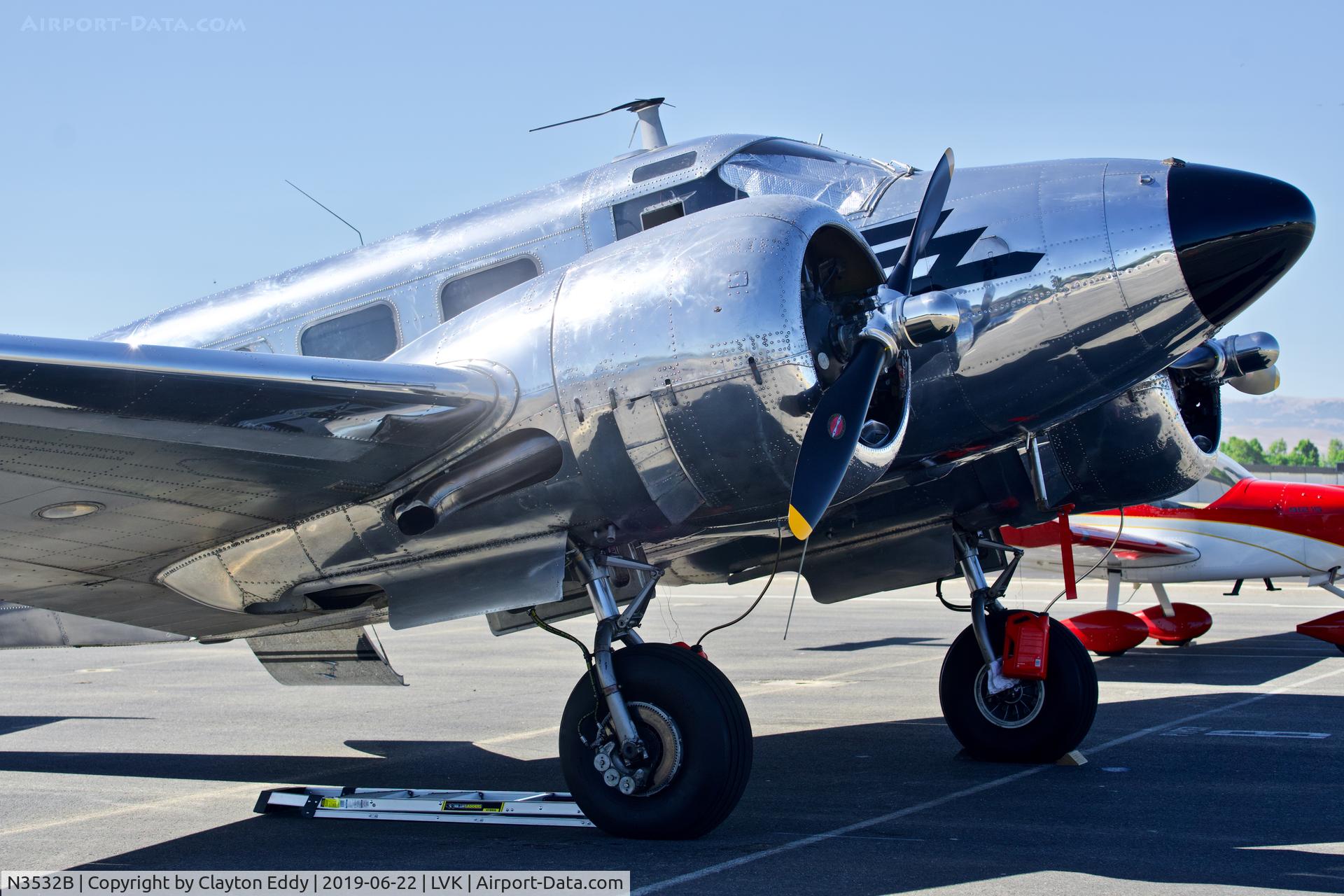 N3532B, 1954 Beech D18S C/N A-999, Livermore Airport California 2019.