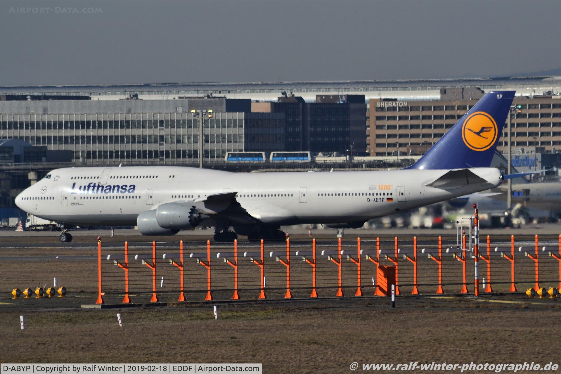 D-ABYP, 2014 Boeing 747-830 C/N 37839, Boeing 747-830 - LH DLH Lufthansa 'Nordrhein-Westfalen' '1500th 747' sticker - 37839 - D-ABYP - 18.02.2019 - FRA