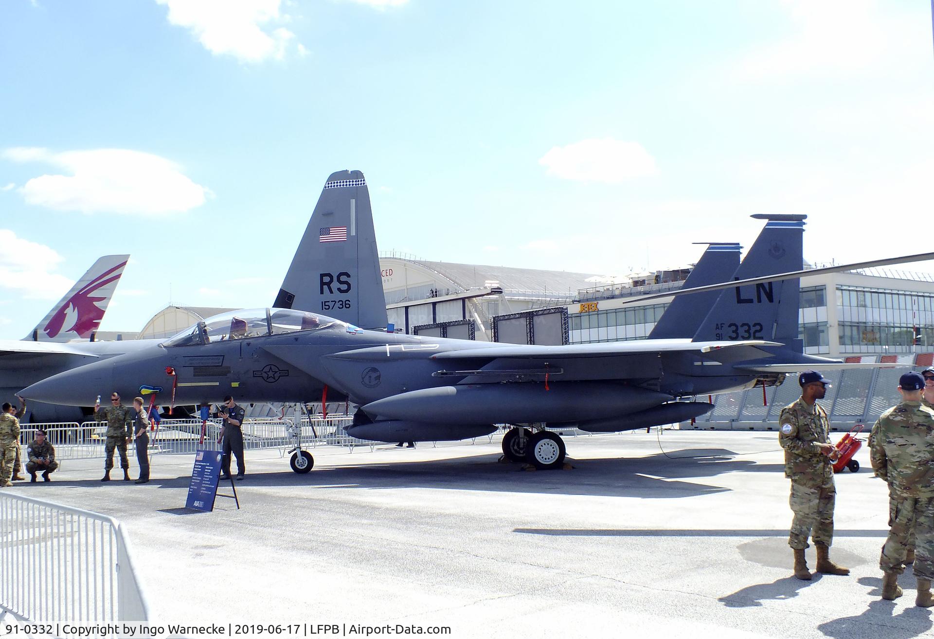 91-0332, 1991 McDonnell Douglas F-15E Strike Eagle C/N 1239/E197, McDonnell Douglas F-15E Strike Eagle of the USAF at the Aerosalon 2019, Paris