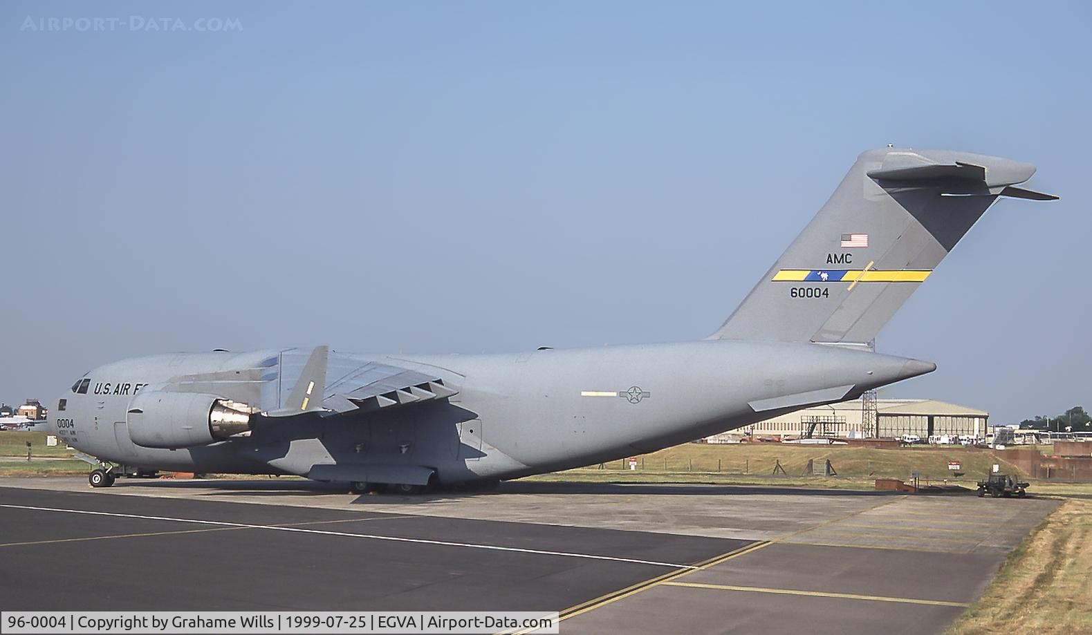 96-0004, 1996 McDonnell Douglas C-17A Globemaster III C/N P-36, McDonnell Douglas C-17A 96-0004 17 AS 437 AW USAF, Fairford 25/7/99