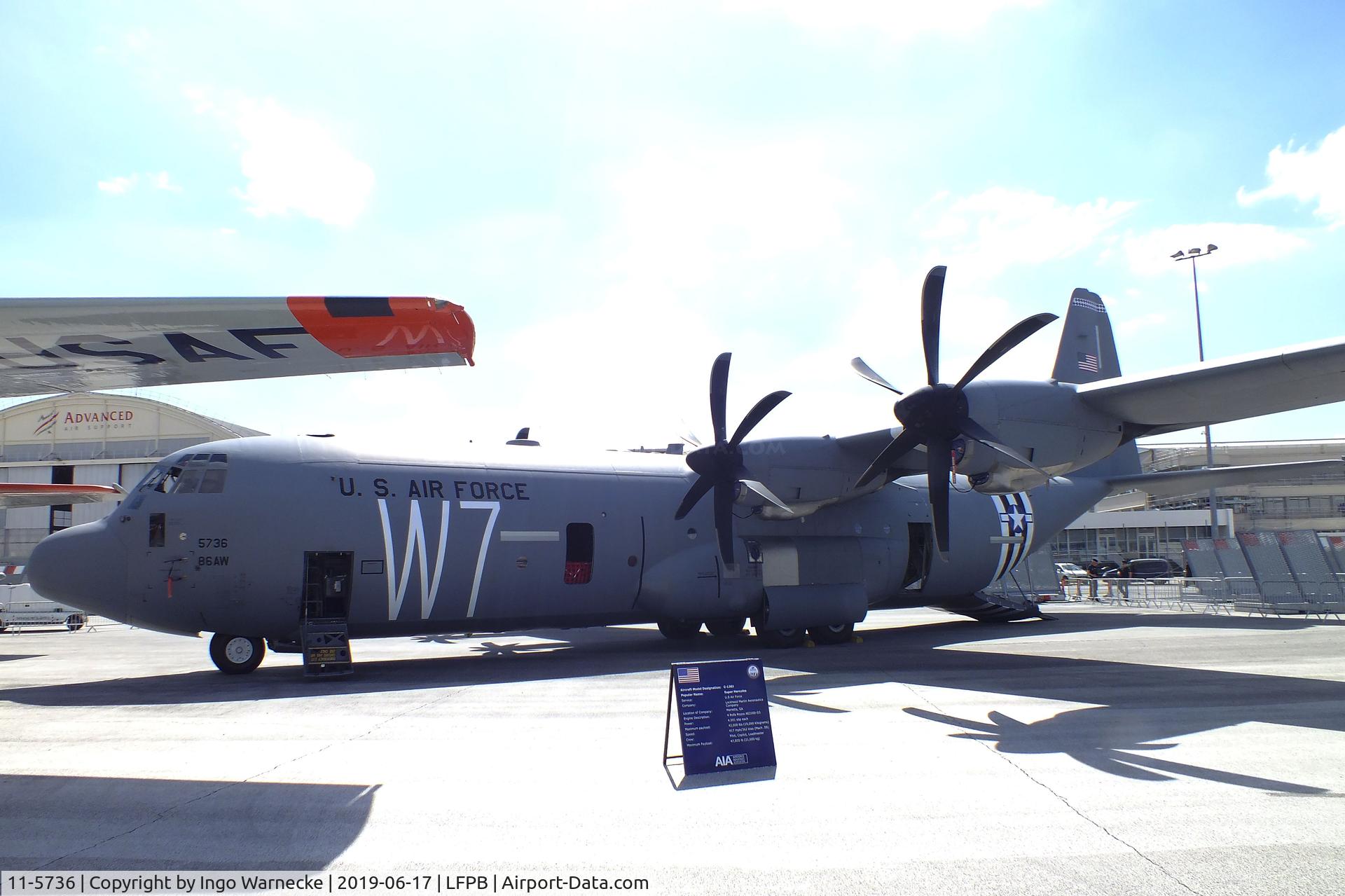 11-5736, 2013 Lockheed Martin C-130J-30 Super Hercules C/N 382-5736, Lockheed Martin C-130J-30 Super Hercules of the USAF at the Aerosalon 2019, Paris