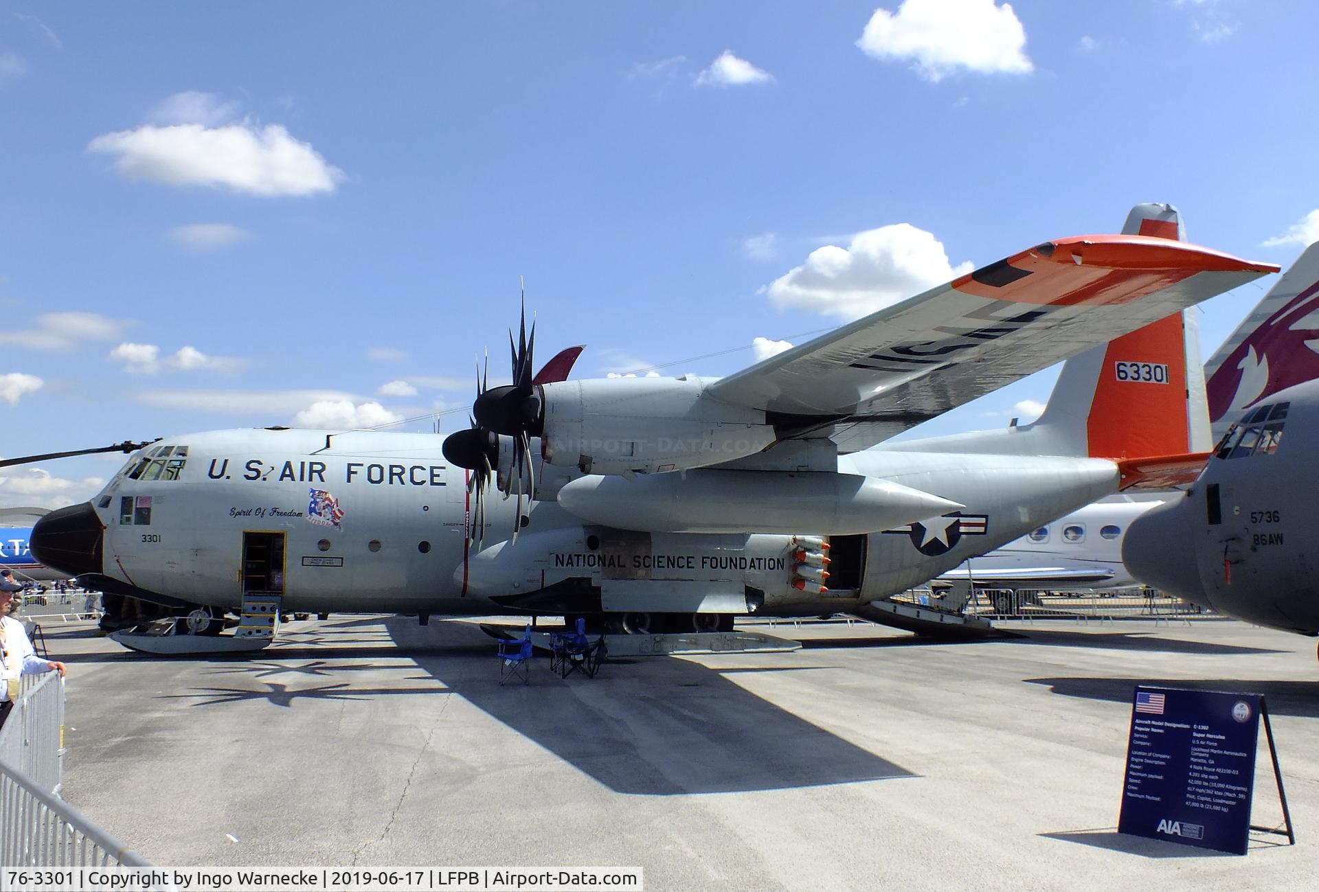 76-3301, 1976 Lockheed LC-130H Hercules C/N 382-4725, Lockheed Martin LC-130H Hercules of the USAF / National Science Foundation, upgraded with NP2000 propellers, at the Aerosalon 2019, Paris