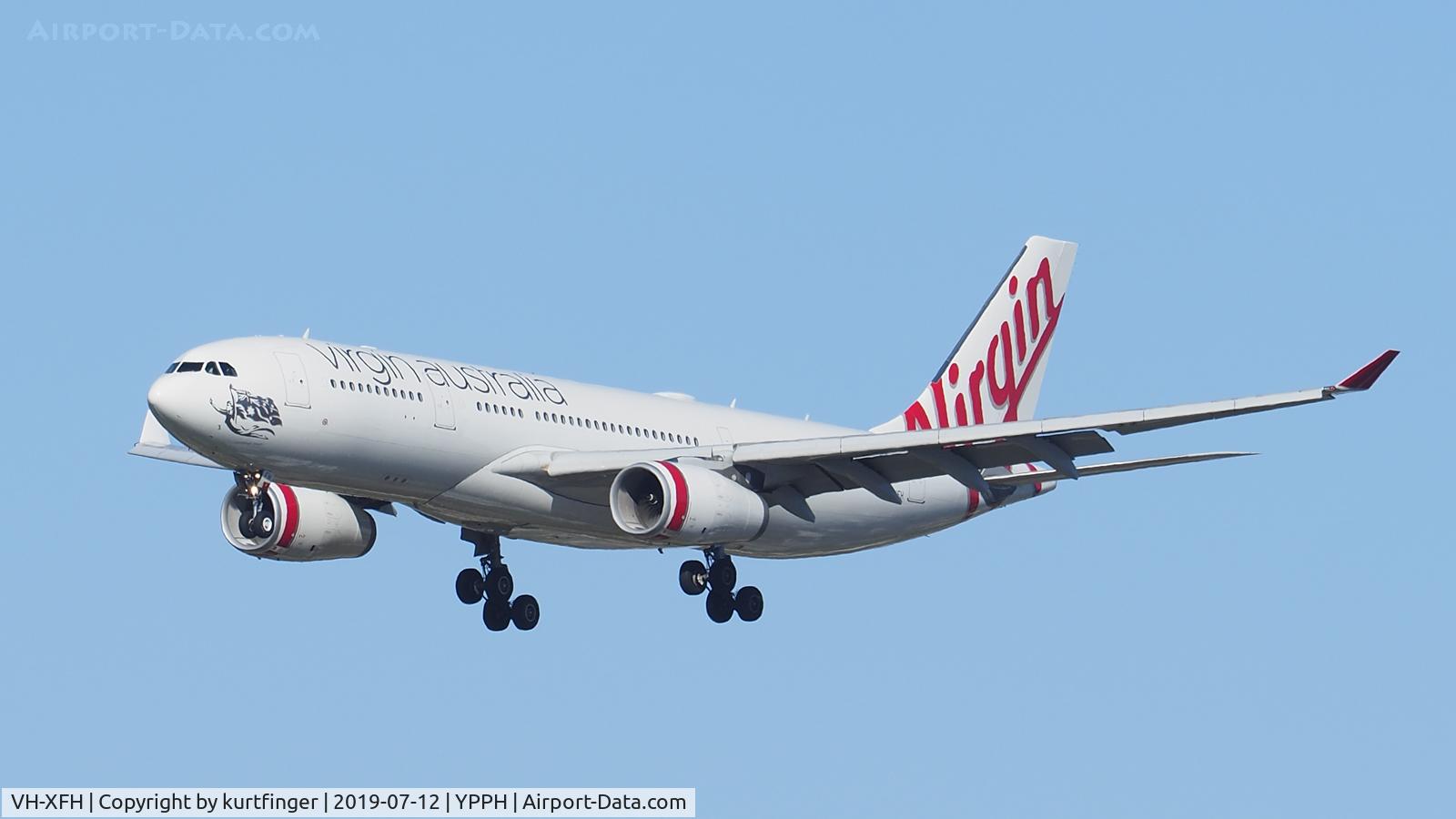 VH-XFH, 2013 Airbus A330-243 C/N 1452, Airbus A330-243. Virgin Australia VH-XFH, short final runway 06 YPPH 12/07/19.
