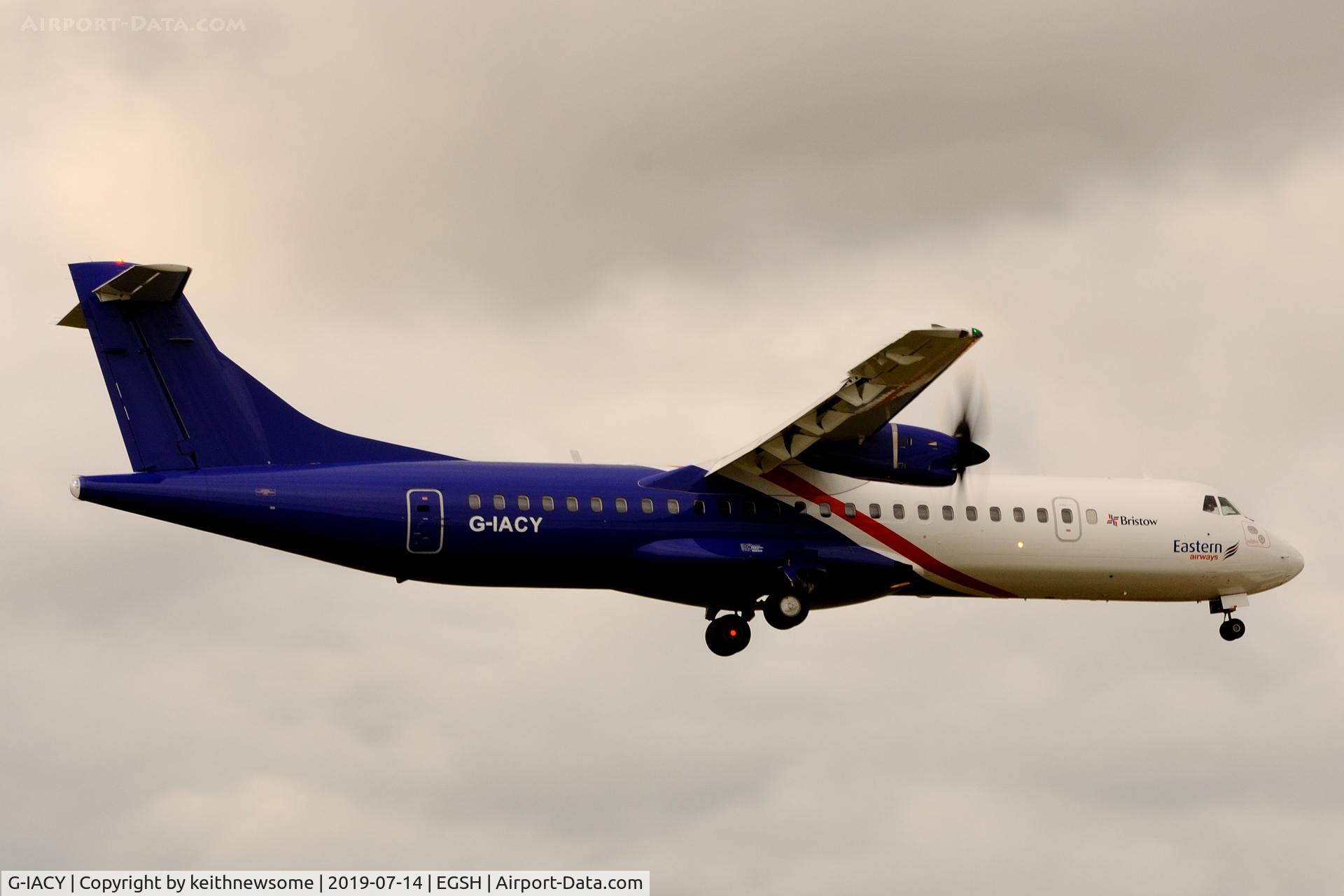 G-IACY, 2017 ATR 72-212 C/N 1448, Arriving at Norwich from Humberside.