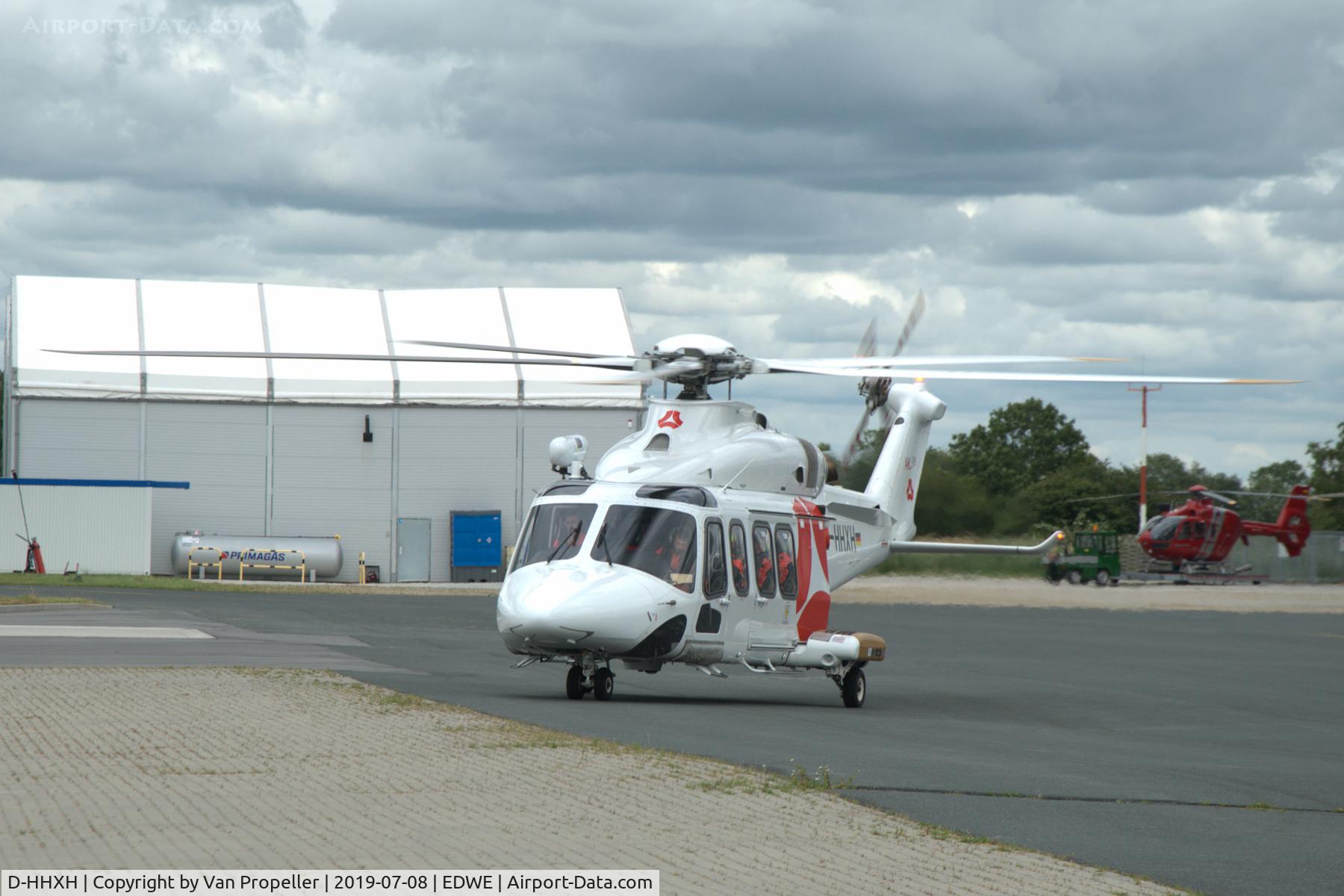 D-HHXH, 2015 AgustaWestland AW-139 C/N 31704, AgustaWestland AW139 operated by Wiking Helikopter Service GmbH taxying in at Emden airport, Germany