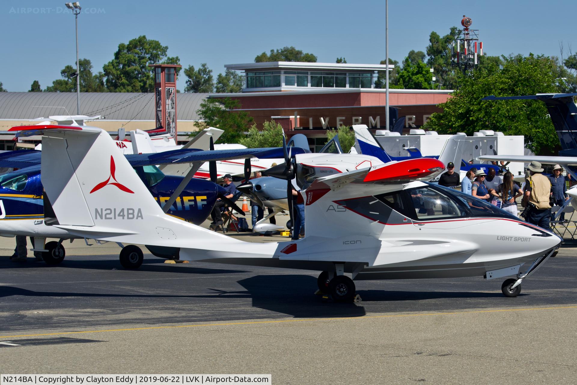 N214BA, 2018 ICON Aircraft A5 C/N 00075, Livermore Airport California 2019.