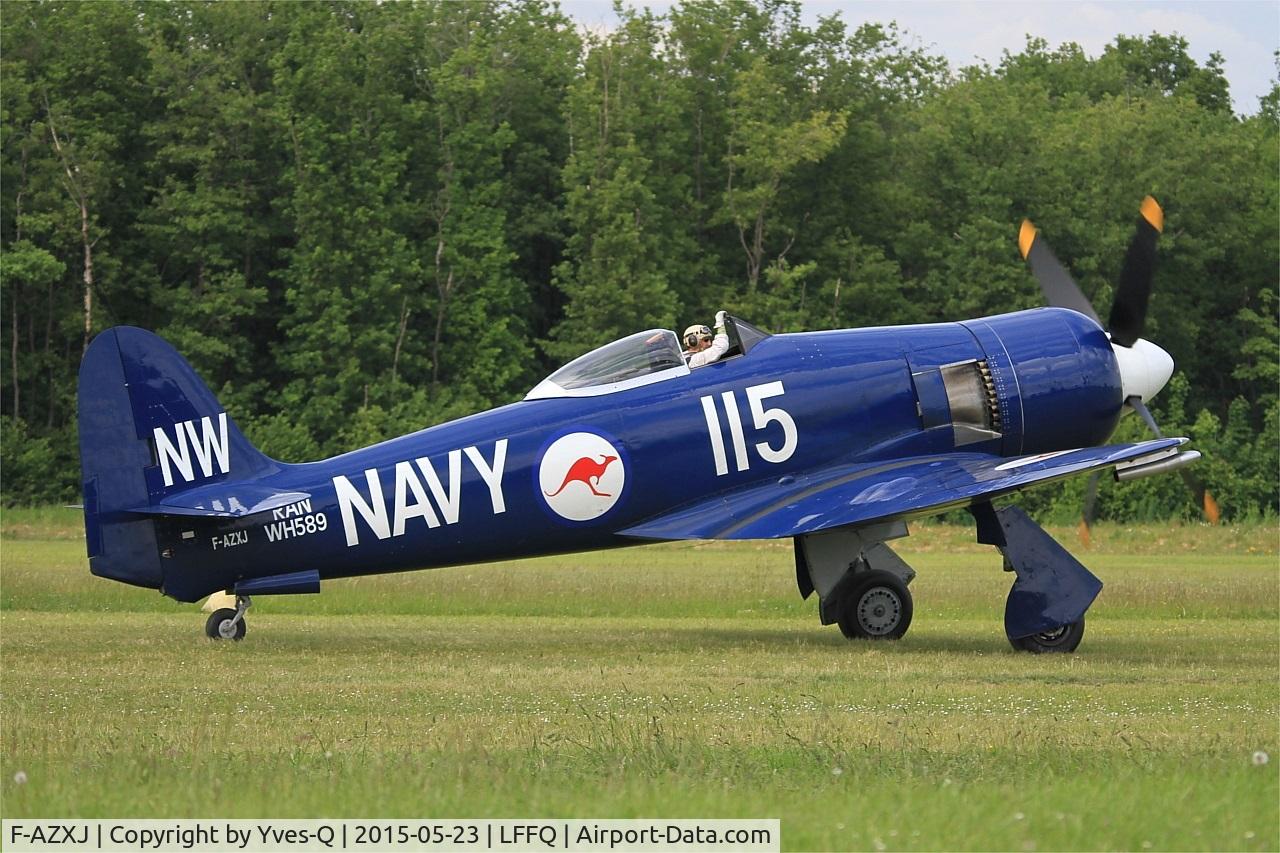 F-AZXJ, 1949 Hawker Sea Fury FB.11 C/N 37733, Hawker Sea Fury FB.11, Taxiing, La Ferté-Alais Airfield (LFFQ) Air show 2015