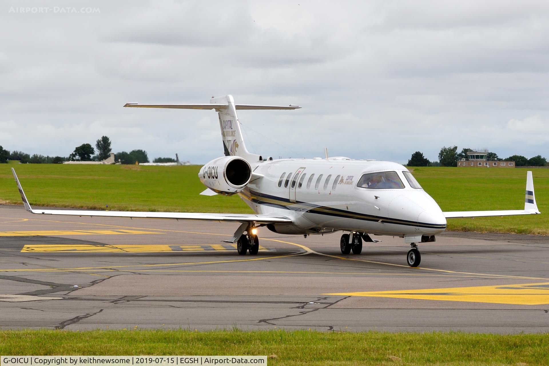 G-OICU, 2001 Learjet 45 C/N 45-167, Leaving Norwich For Inverness.