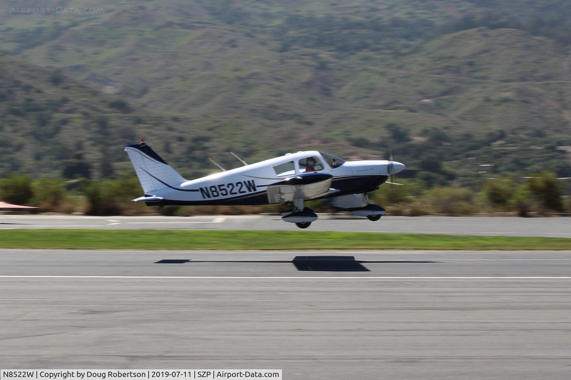 N8522W, 1963 Piper PA-28-235 Cherokee C/N 28-10023, 1963 Piper PA-28-235 CHEROKEE, Lycoming O-540-B4B5 235 hp, takeoff climb Rwy 22