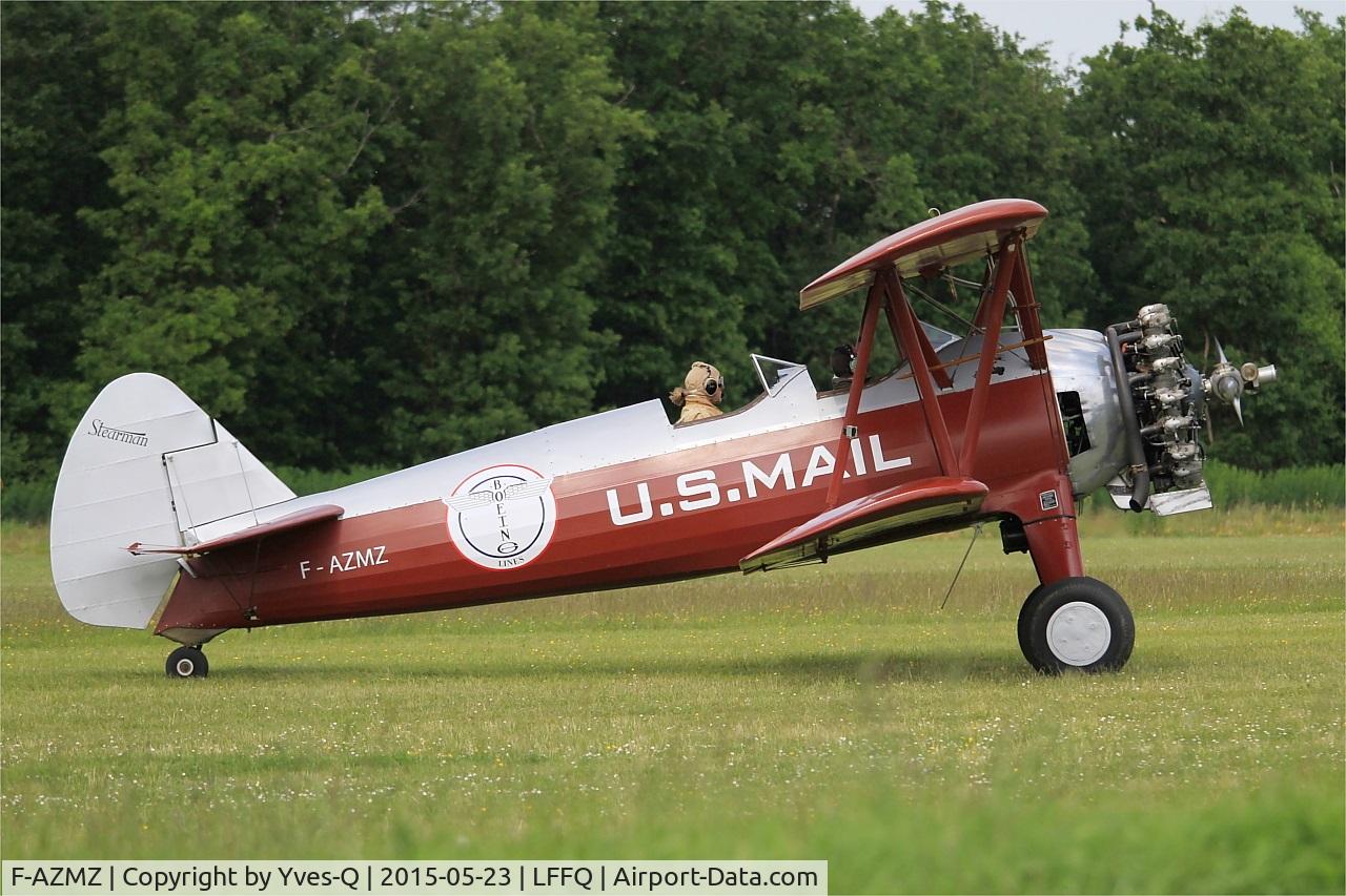 F-AZMZ, Boeing E75 C/N 75.SA.98, Boing Stearman E-75, Taxiing, La Ferté-Alais Airfield (LFFQ) Air show 2015