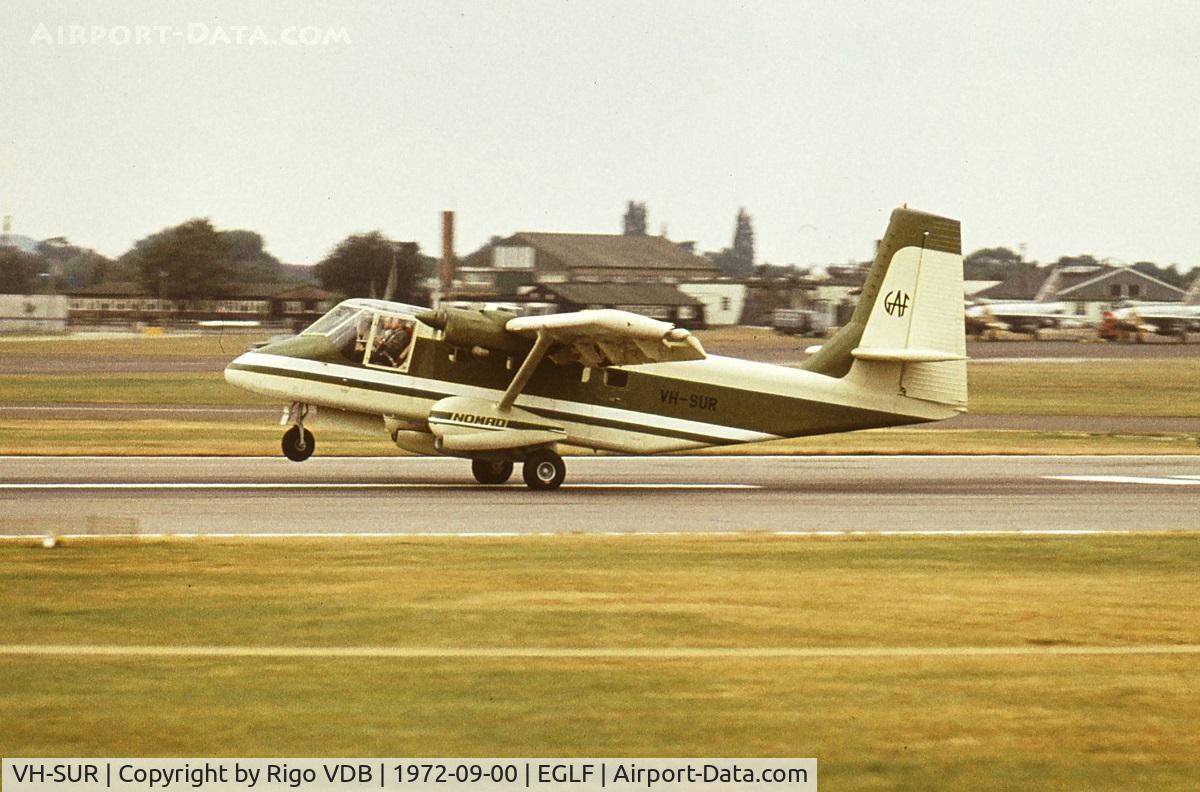 VH-SUR, GAF N22 Nomad C/N 02, Farnborough Airshow 1972.