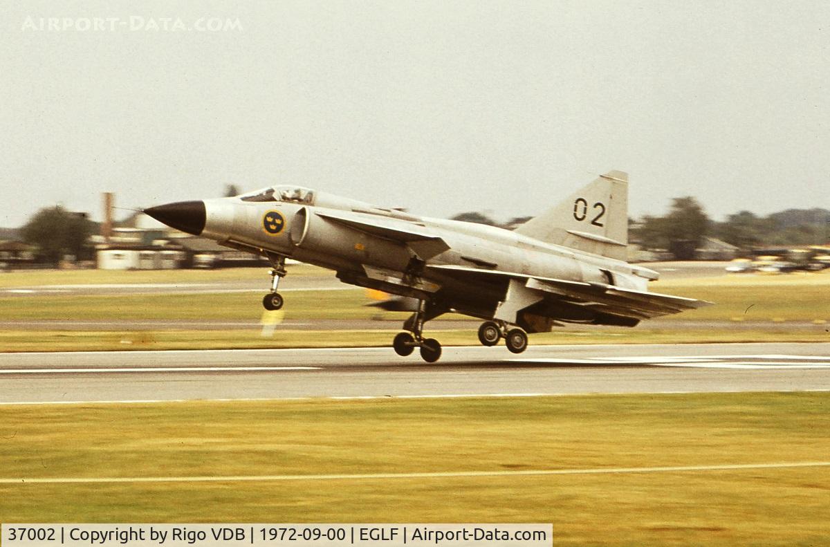 37002, Saab AJ37 Viggen C/N 37002, Farnborough Airshow 1972.