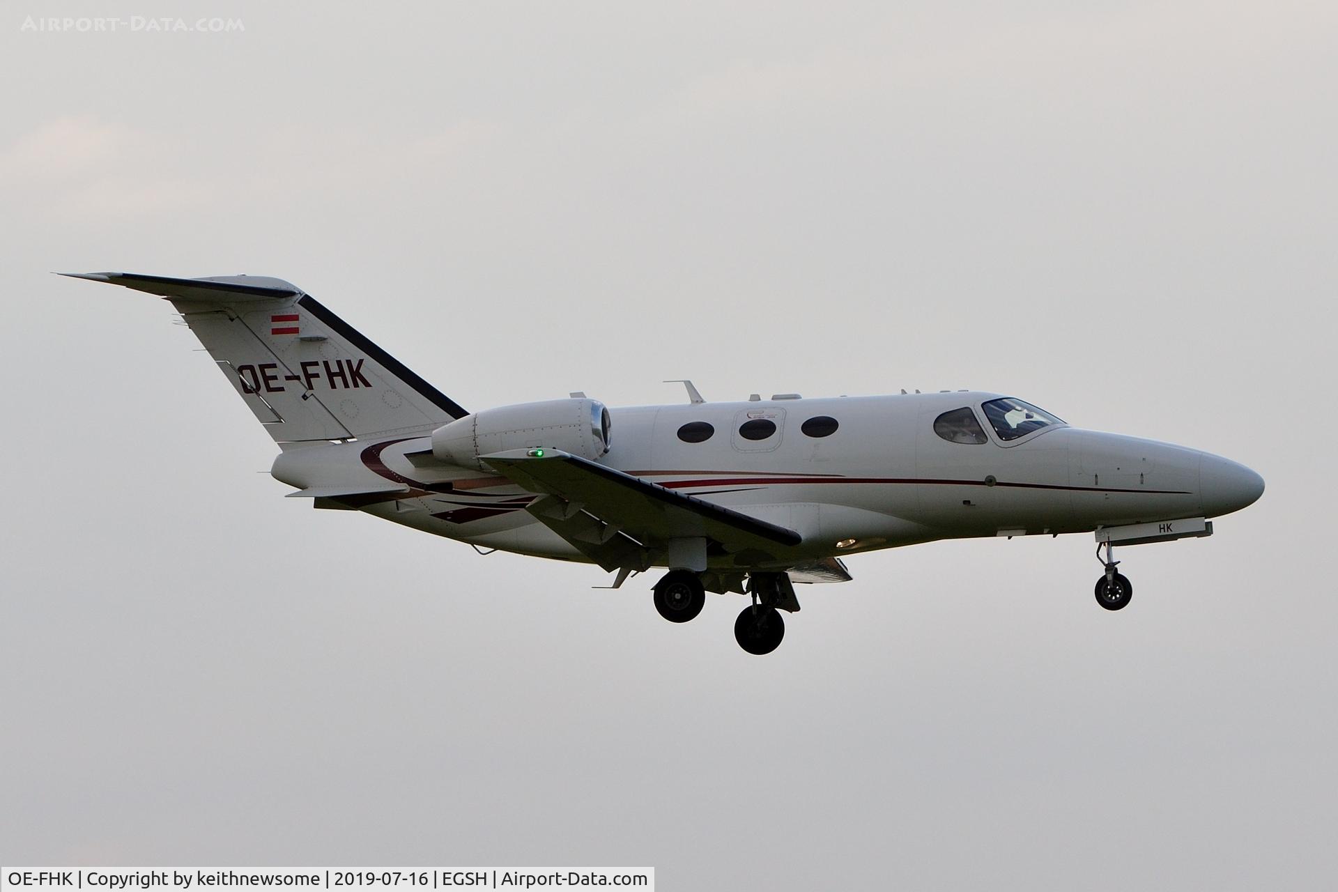 OE-FHK, 2010 Cessna 510 Citation Mustang Citation Mustang C/N 510-0315, Arriving in marginal light.