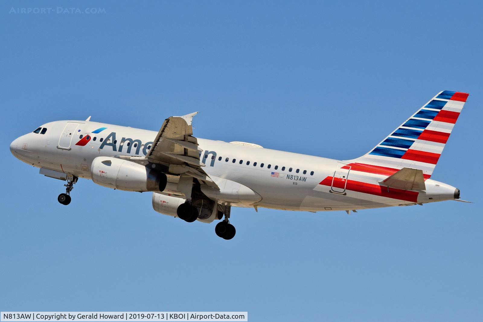 N813AW, 2000 Airbus A319-132 C/N 1223, Departing BOI.