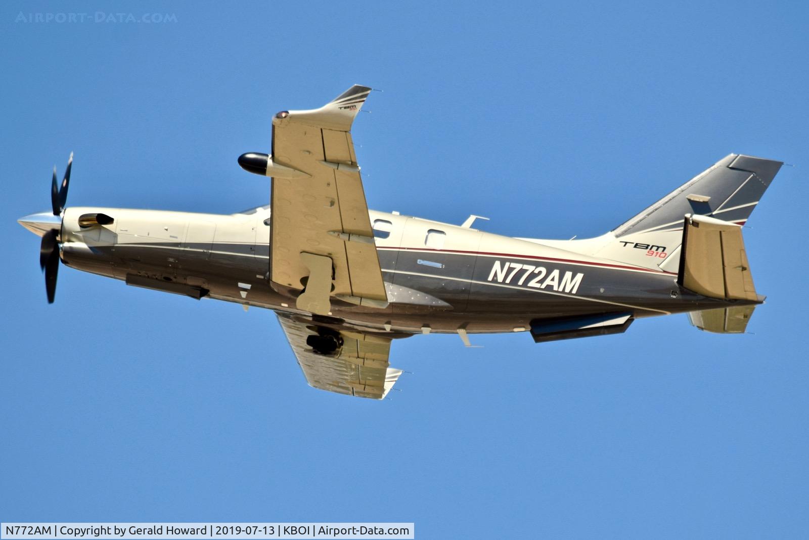 N772AM, 2018 Socata TBM-700 C/N 1224, Departing BOI