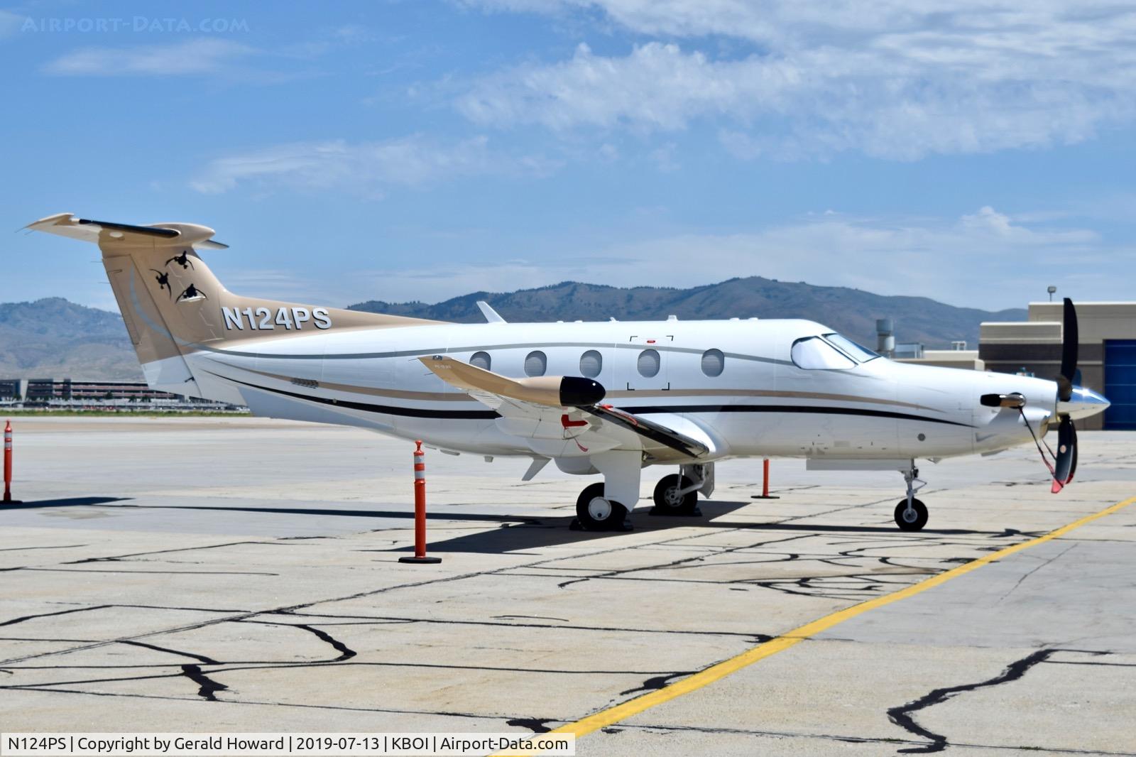 N124PS, 2018 Pilatus PC-12/47E C/N 1811, Parked on the south GA ramp.