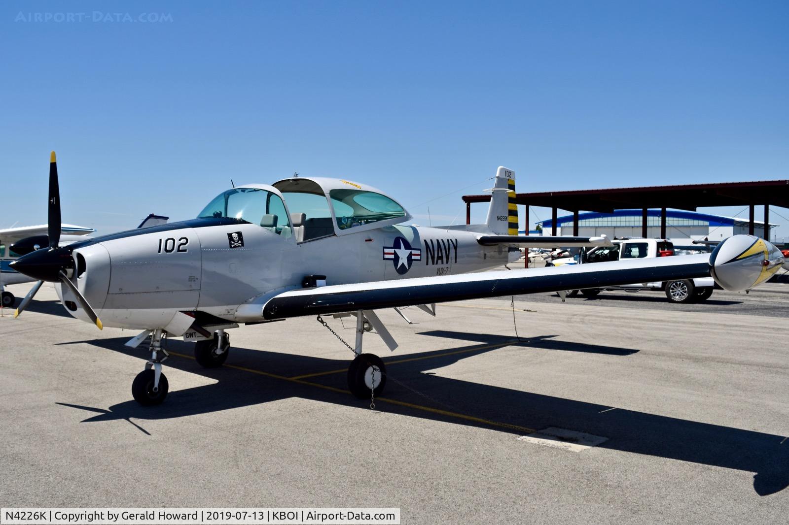 N4226K, 1948 Ryan Navion A C/N NAV-4-1226, This Navion is painted as the Navy version. Next stop for this aircraft is Oshkosh.