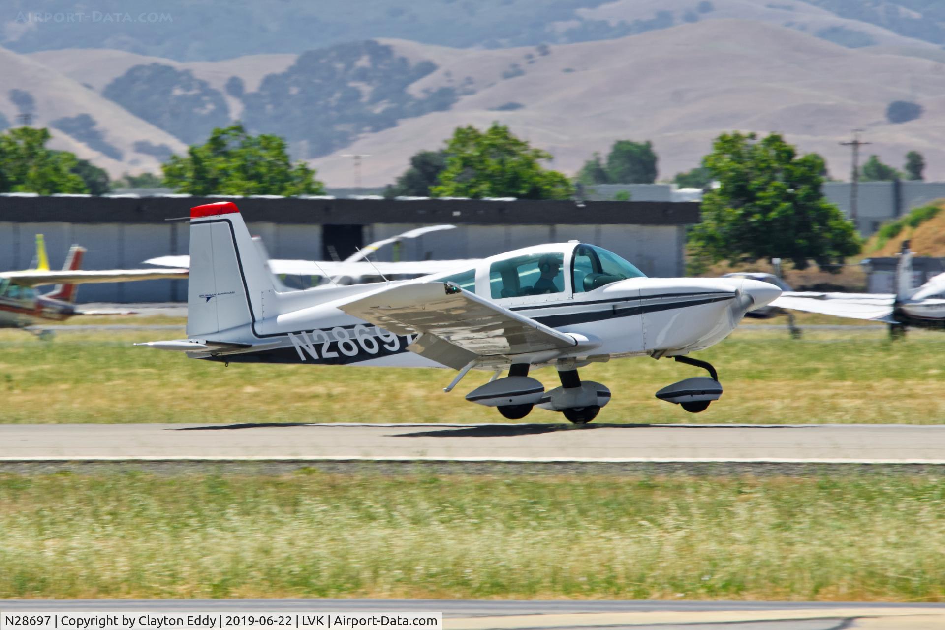 N28697, 1978 Grumman American AA-5B Tiger C/N AA5B0762, Livermore Airport California 2019.