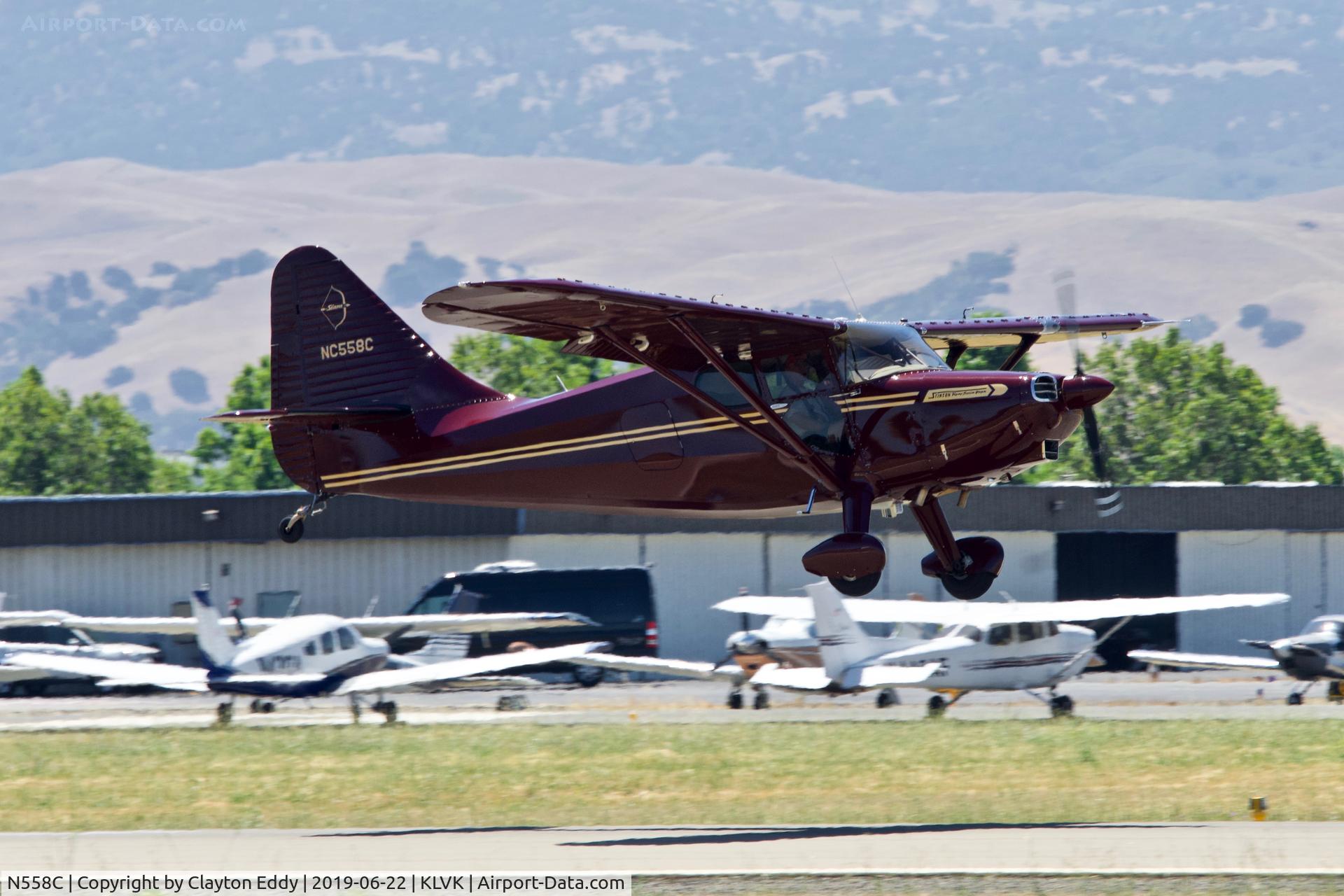 N558C, 1947 Stinson 108-3 Voyager C/N 108-3558, Livermore Airport California 2019.