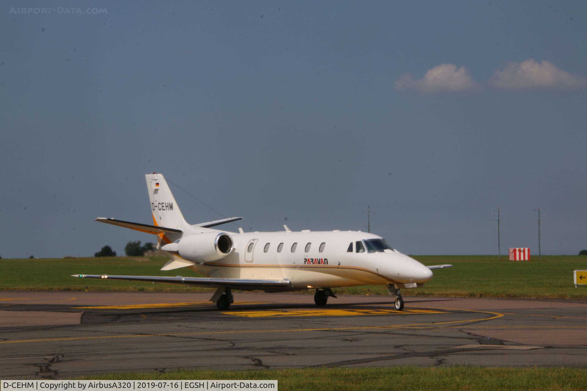 D-CEHM, 2009 Cessna 560XL Citation XLS+ C/N 560-6021, Departing Norwich