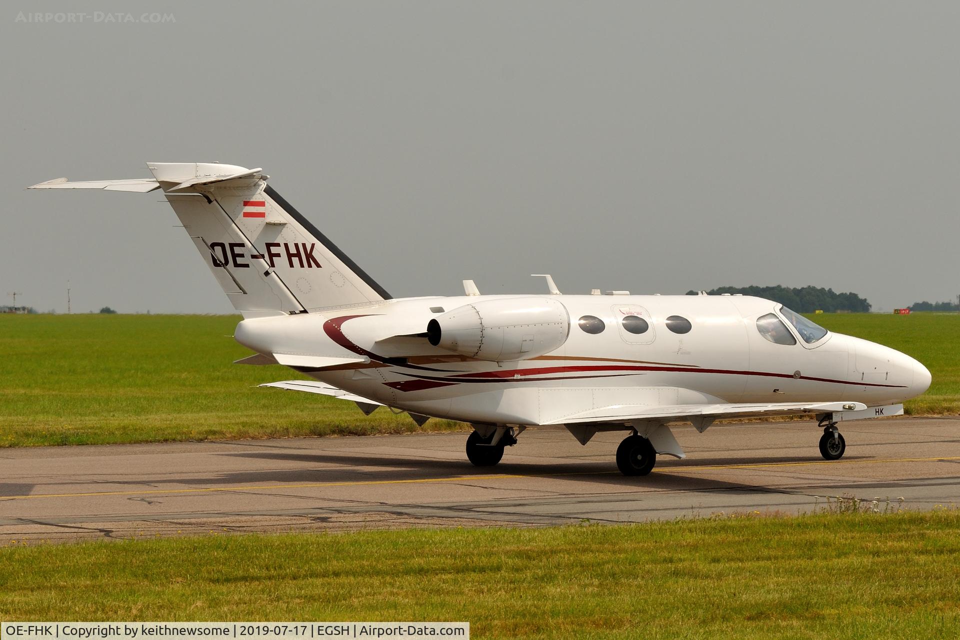 OE-FHK, 2010 Cessna 510 Citation Mustang Citation Mustang C/N 510-0315, Leaving Norwich for Nice.