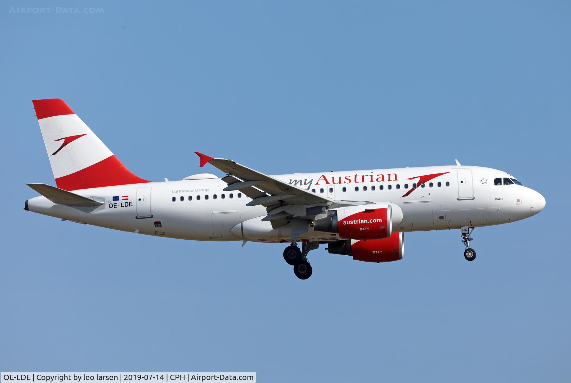 OE-LDE, 2005 Airbus A319-112 C/N 2494, Copenhagen 14.7.2019 L/D R-22L