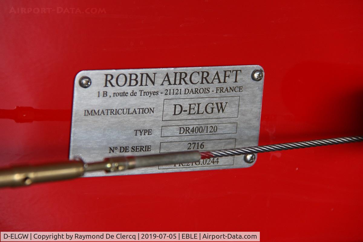 D-ELGW, 2019 Robin DR-401-120 C/N 2716, ID plate