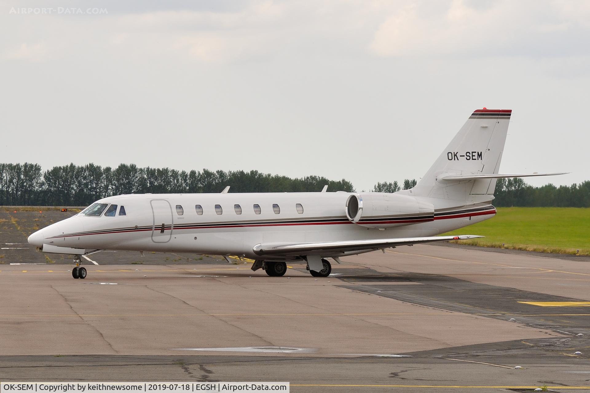 OK-SEM, 2006 Cessna 680 Citation Sovereign C/N 680-0114, Arriving at Norwich.