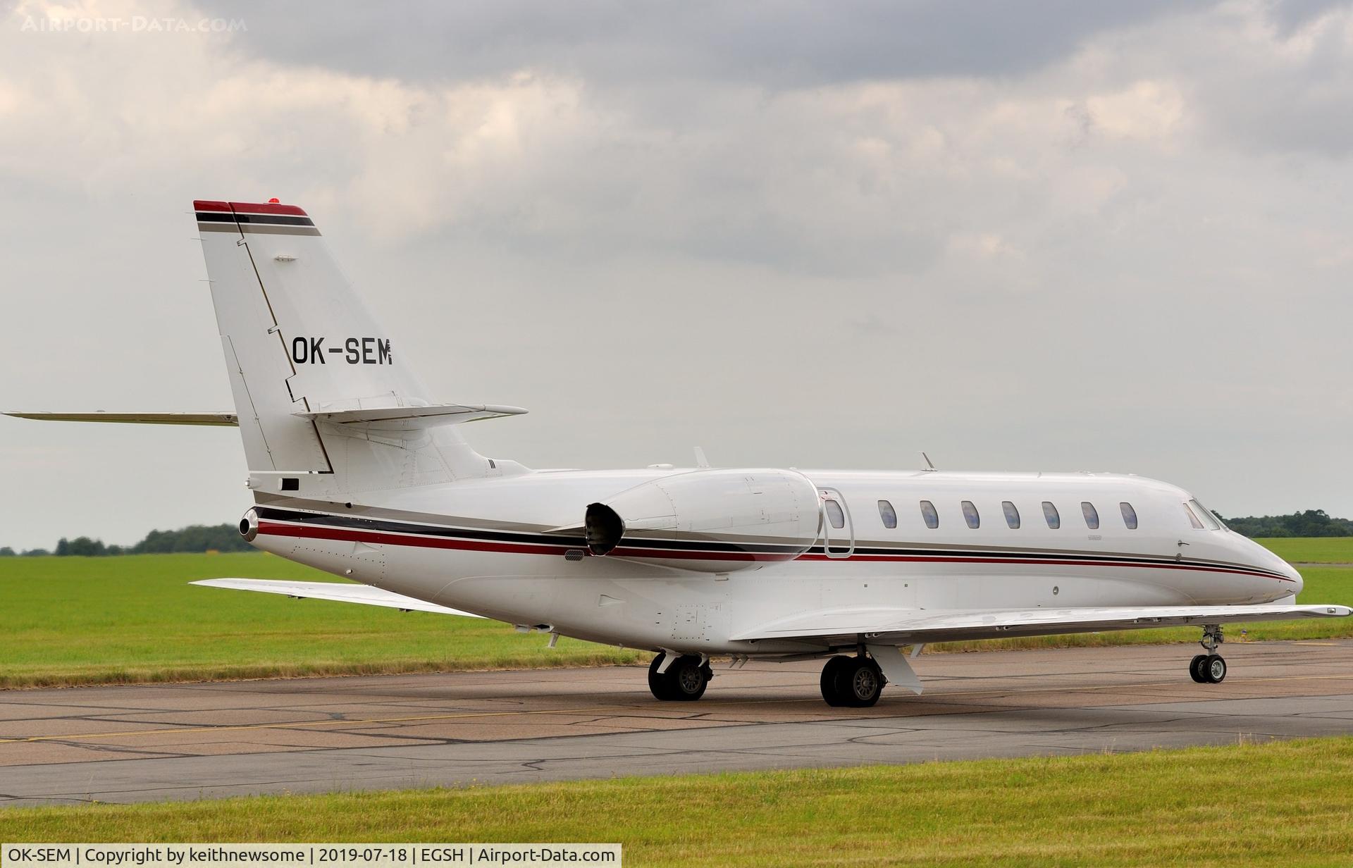 OK-SEM, 2006 Cessna 680 Citation Sovereign C/N 680-0114, Arriving at Norwich.