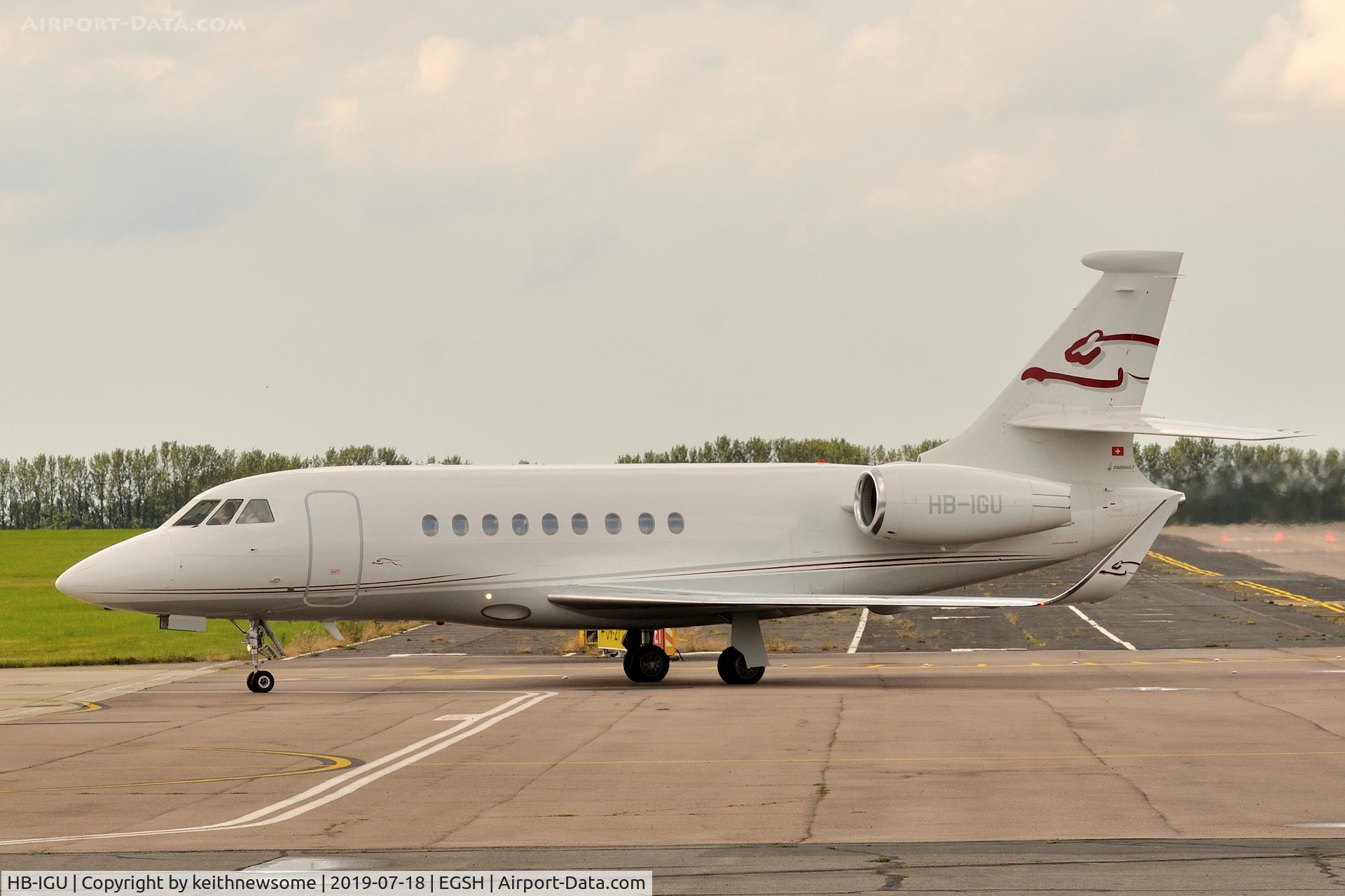 HB-IGU, 2007 Dassault Falcon 2000EX C/N 111, Arriving at Norwich.
