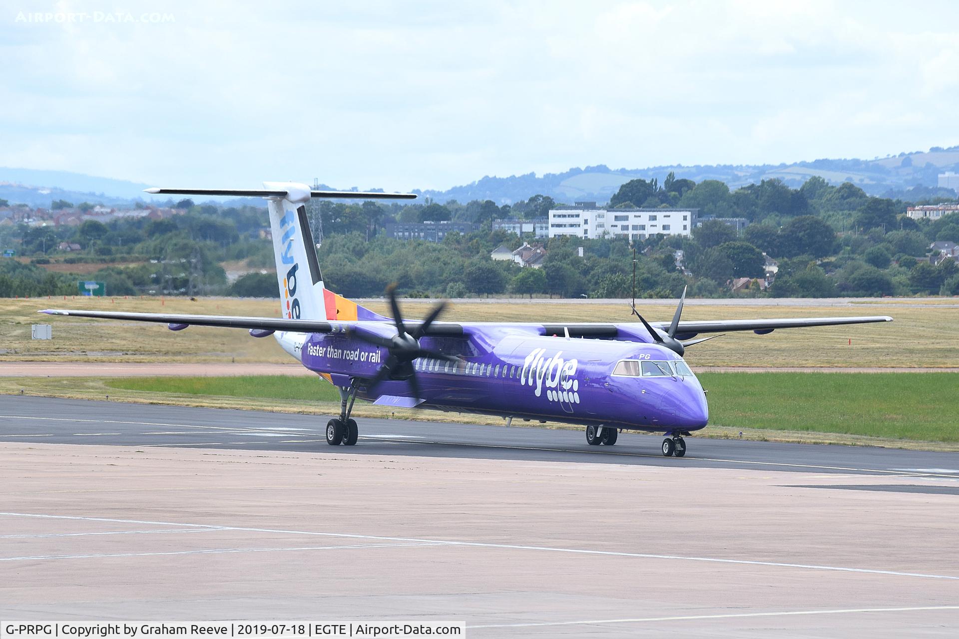 G-PRPG, 2008 Bombardier DHC-8-402 Dash 8 C/N 4191, Just landed at Exeter.