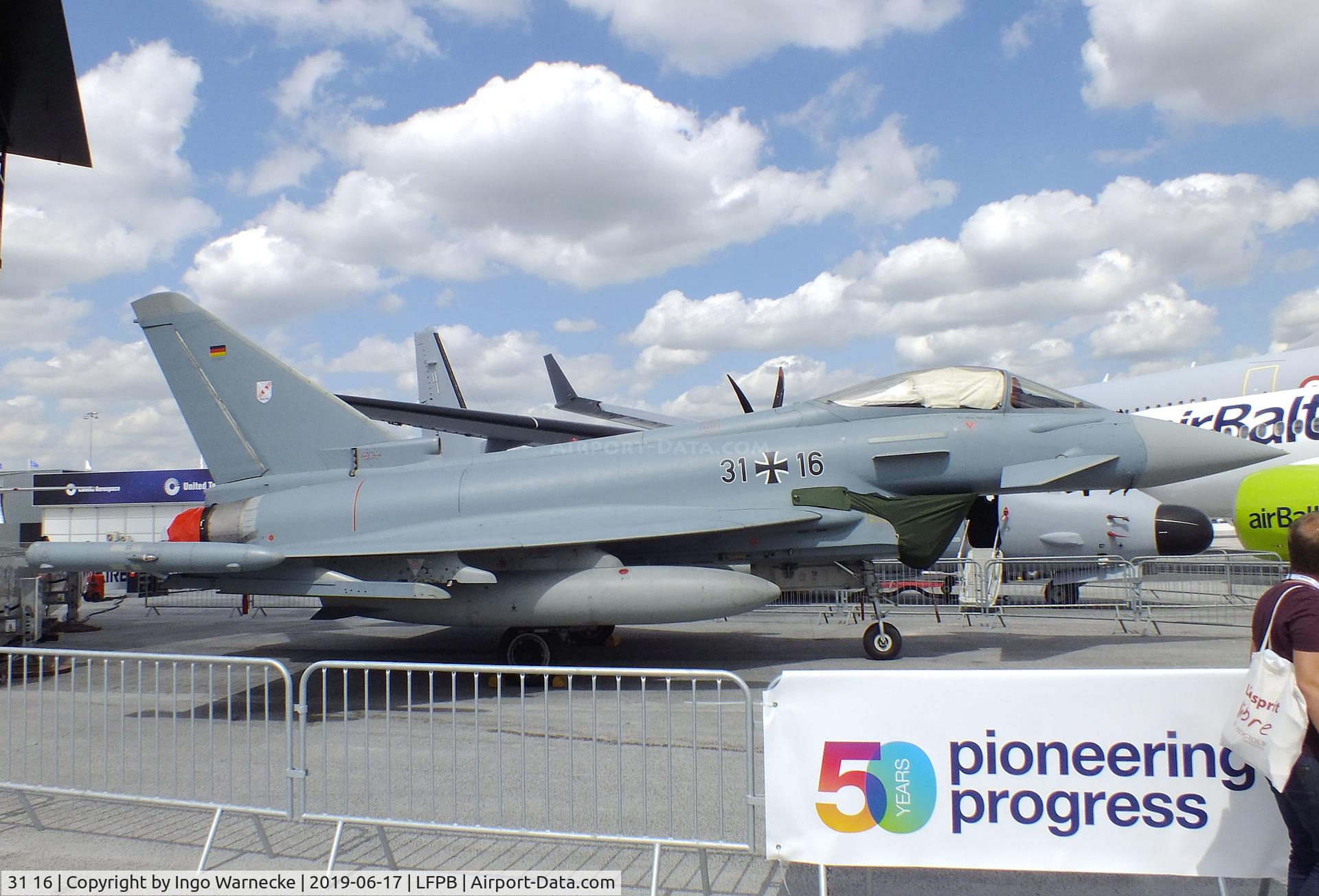 31 16, Eurofighter EF-2000 Typhoon S C/N AS009, Eurofighter EF2000 of the Luftwaffe (German Air Force) at the Aerosalon 2019, Paris