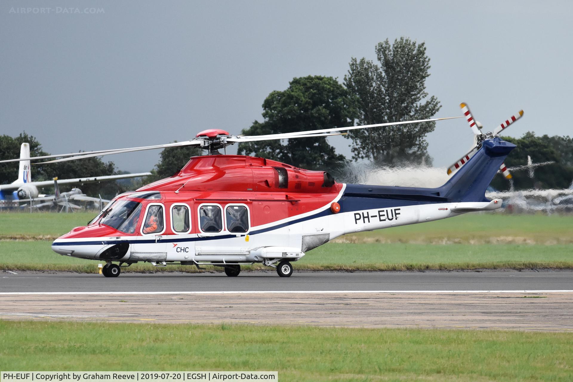 PH-EUF, 2012 AgustaWestland AW-139 C/N 31406, Departing from Norwich.