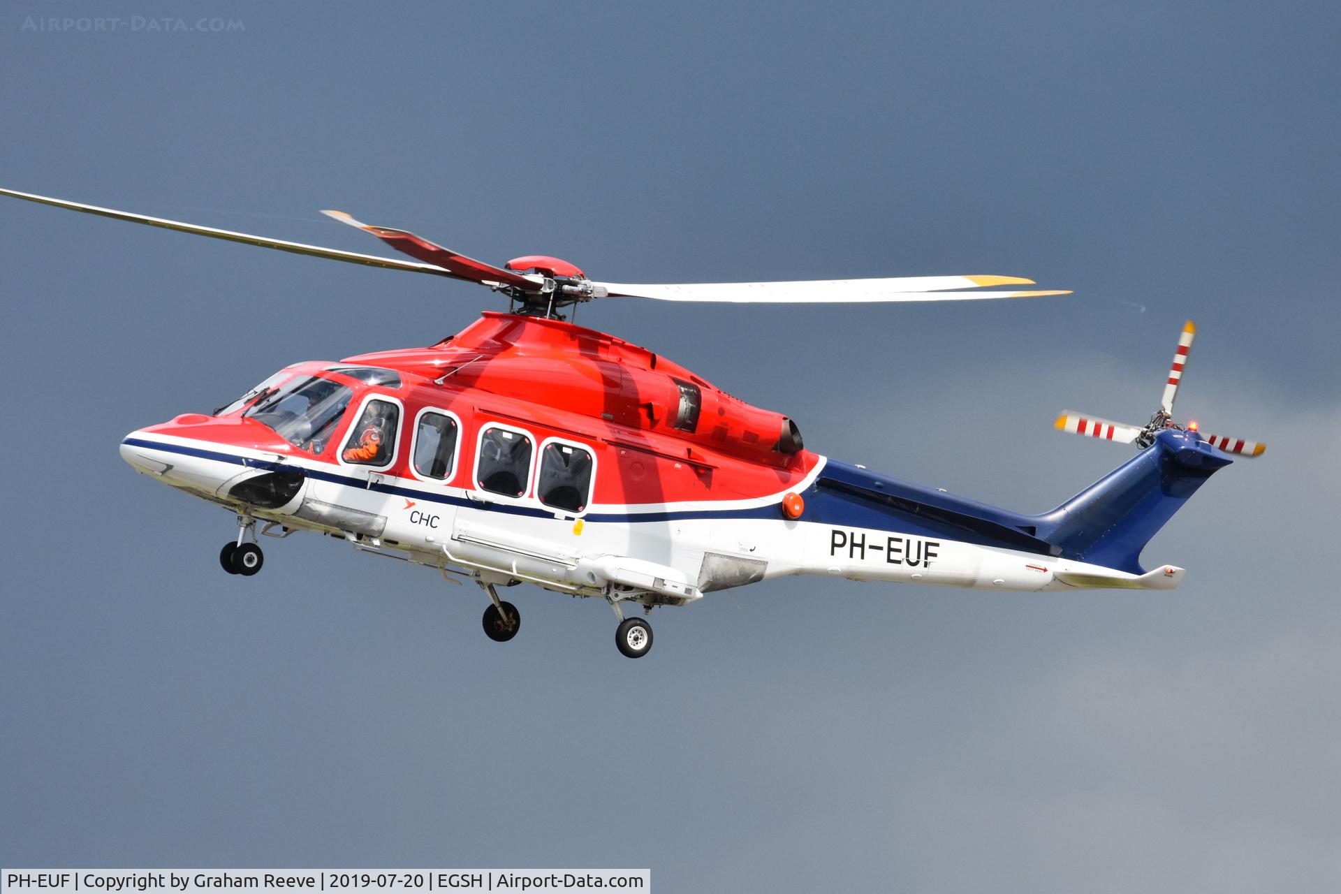 PH-EUF, 2012 AgustaWestland AW-139 C/N 31406, Departing from Norwich.