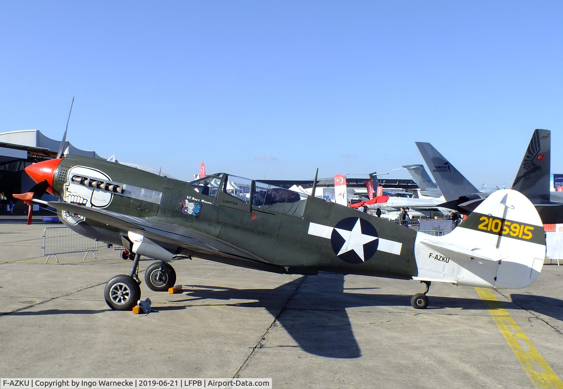 F-AZKU, 1942 Curtiss P-40N Warhawk C/N 29677, Curtiss P-40N Warhawk at the Aerosalon 2019, Paris